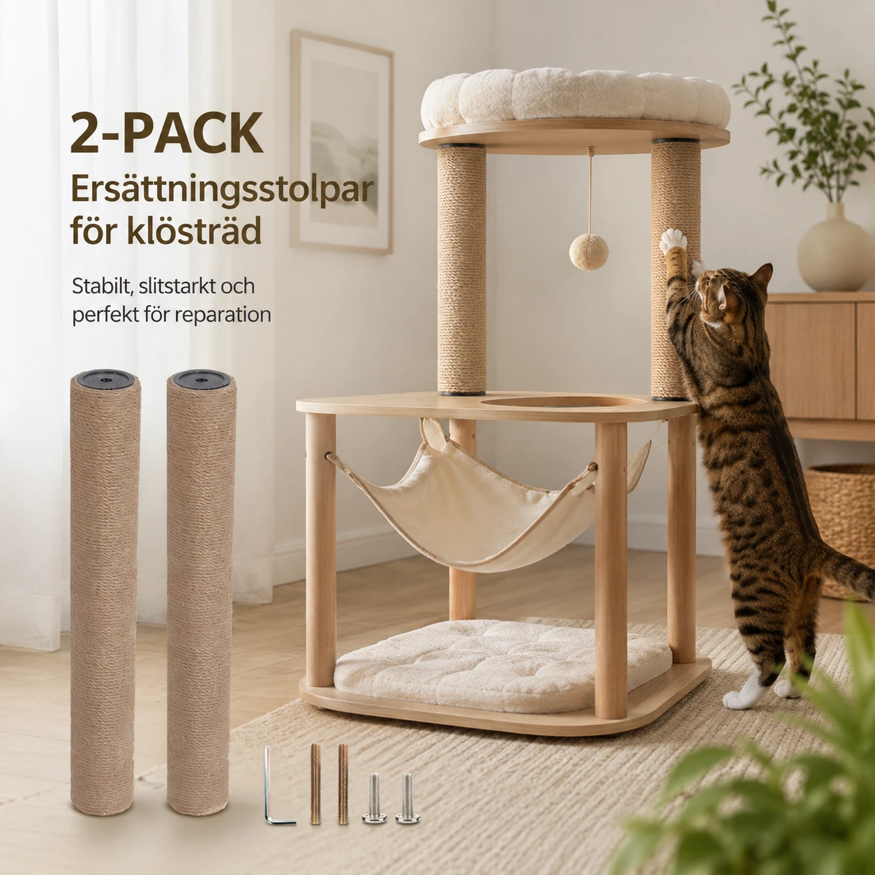 Raapimispylväät kissan raapimispuuhun, 2-pack