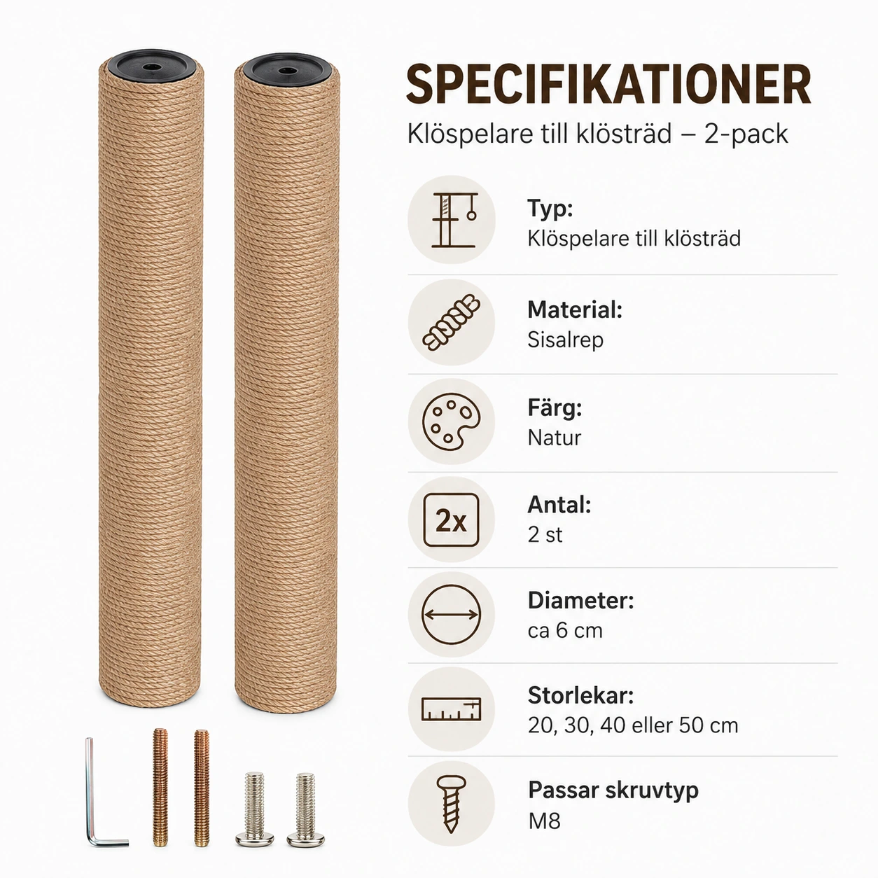 Klöspelare till klösträd för katt, 2-pack
