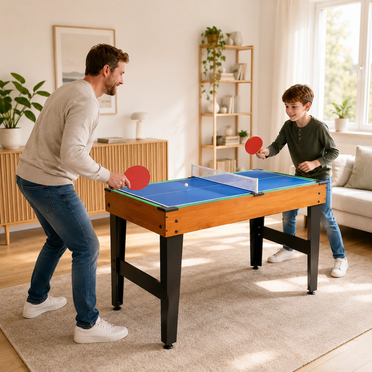 Multispelbord 5 i 1 med biljard, bordshockey och pingis