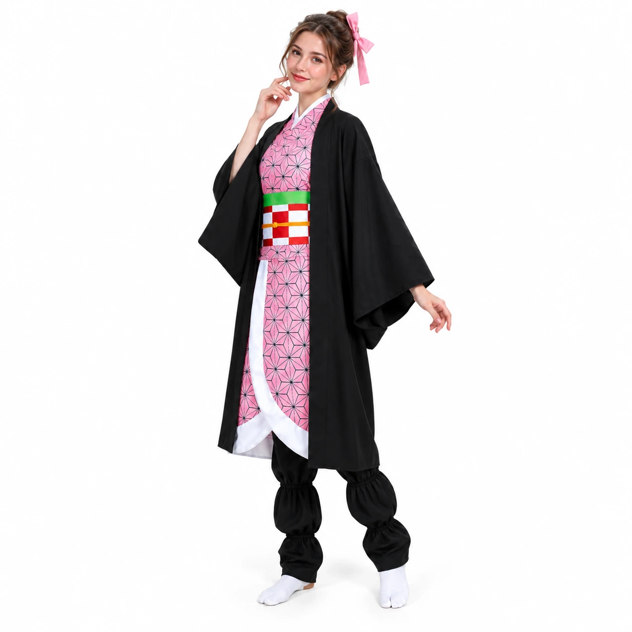 Anime Cosplay Rosa Kimono Kostymset för Vuxna och Barn