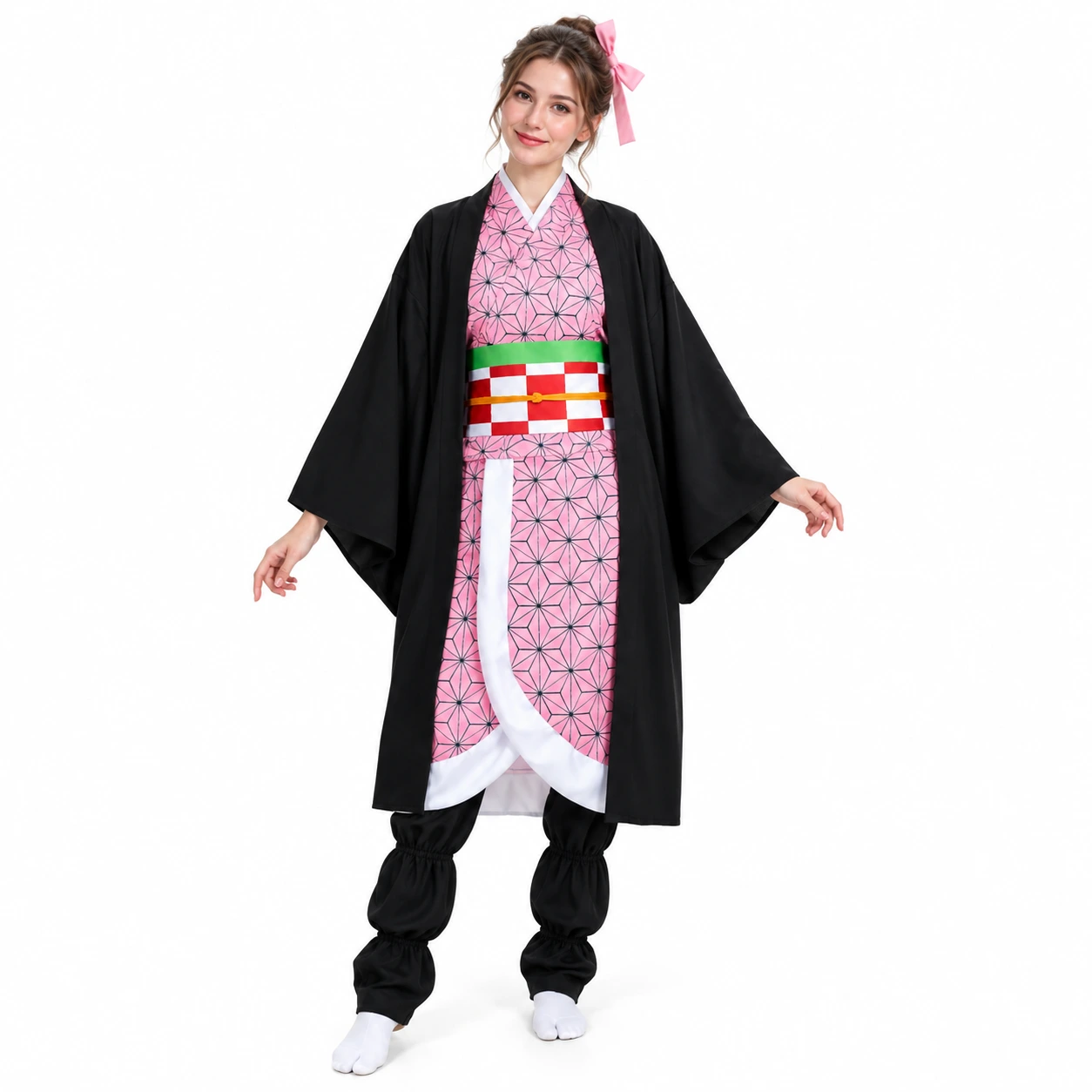 Anime Cosplay Rosa Kimono Kostymset för Vuxna och Barn