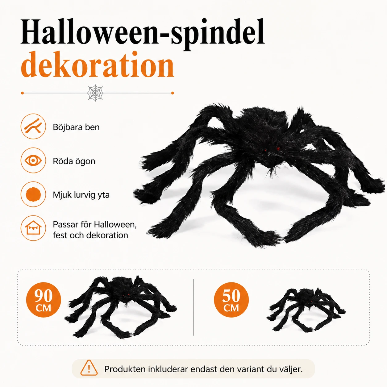 Halloween-spindel dekoration med böjbara ben