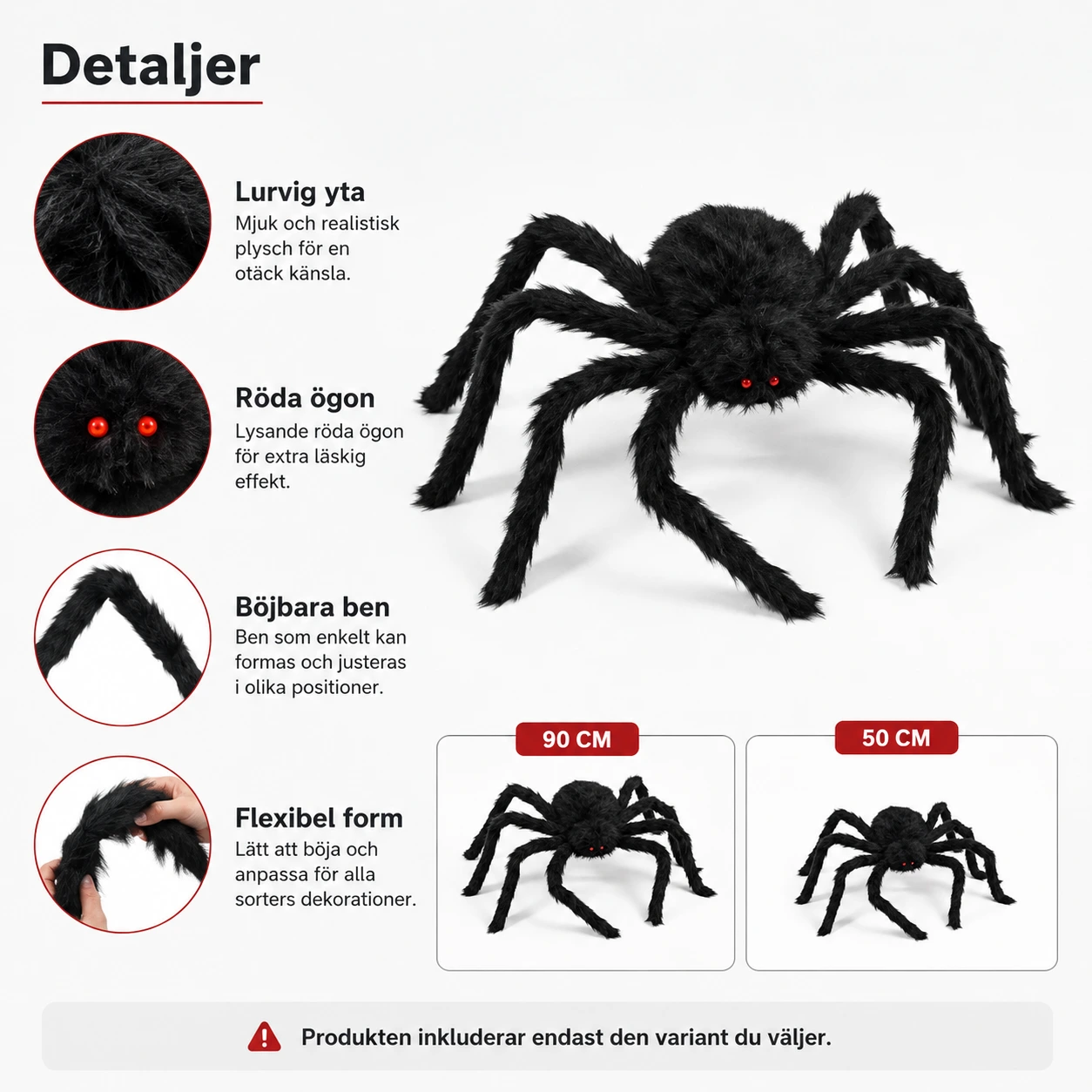 Halloween-spindel dekoration med böjbara ben