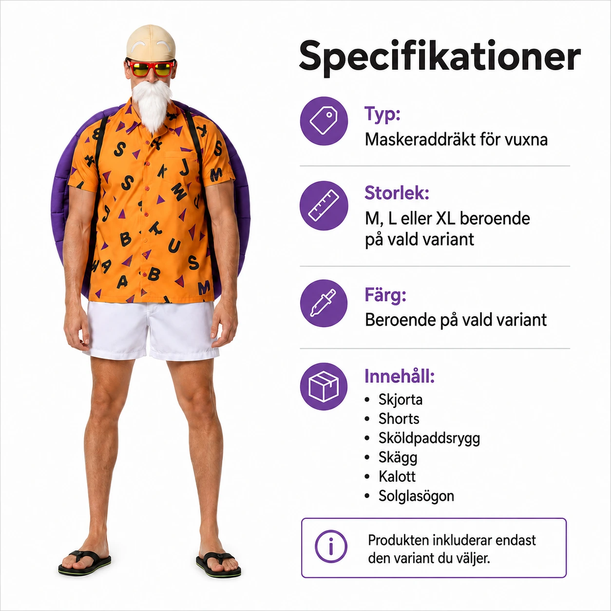 Maskeraddräkt för vuxna med sköldpaddsryggsäck