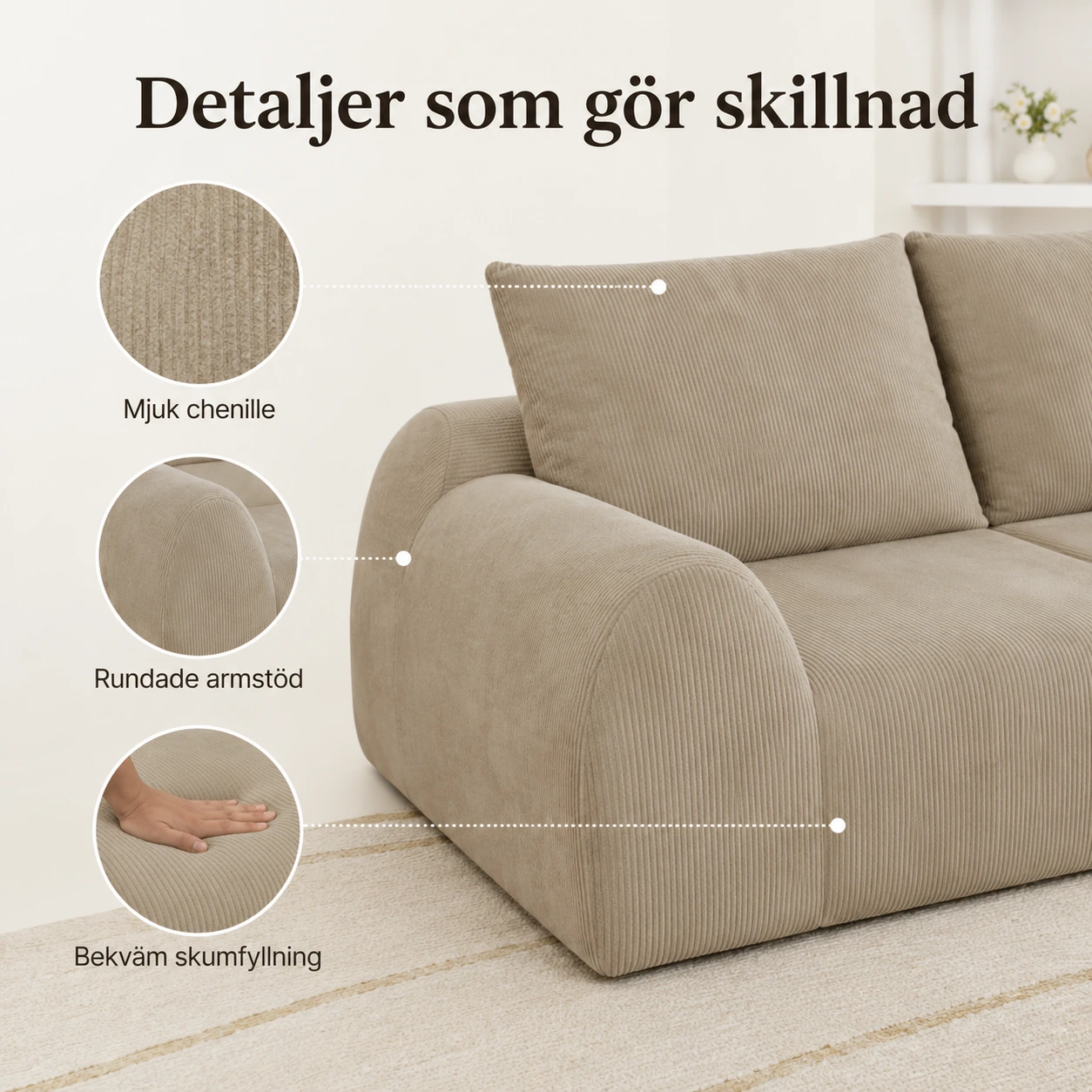 2-sits soffa för vardagsrum utan montering