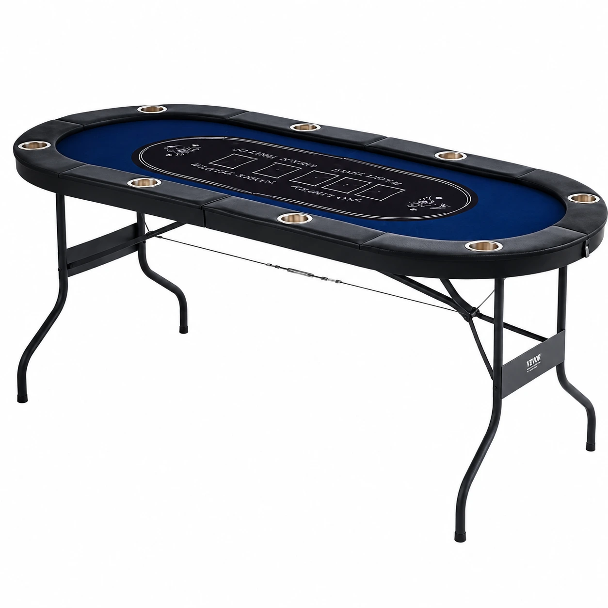 Hopfällbart pokerbord för 8 spelare med mugghållare