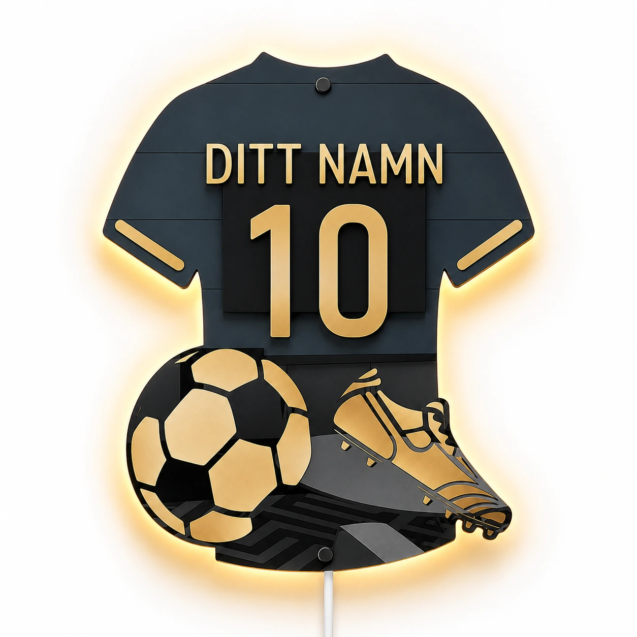 Personlig Fotbollsvägglampa LED – Namn & Nummer
