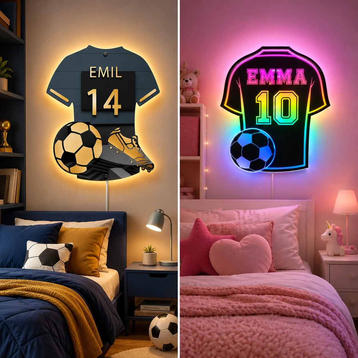 Personlig Fotbollsvägglampa LED – Namn & Nummer