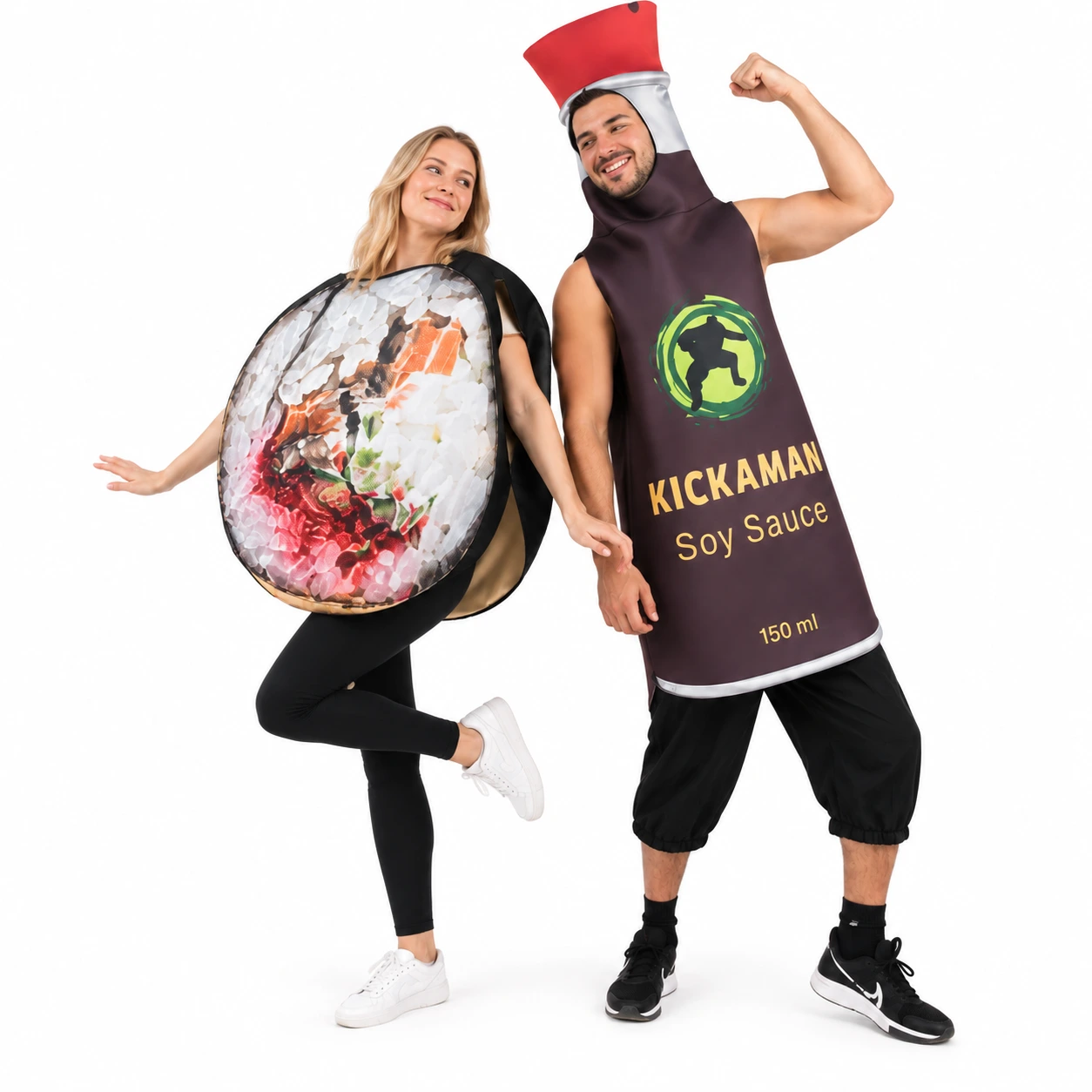 Sushi- ja soijakastike-naamiaisasut kahdelle, yksi koko