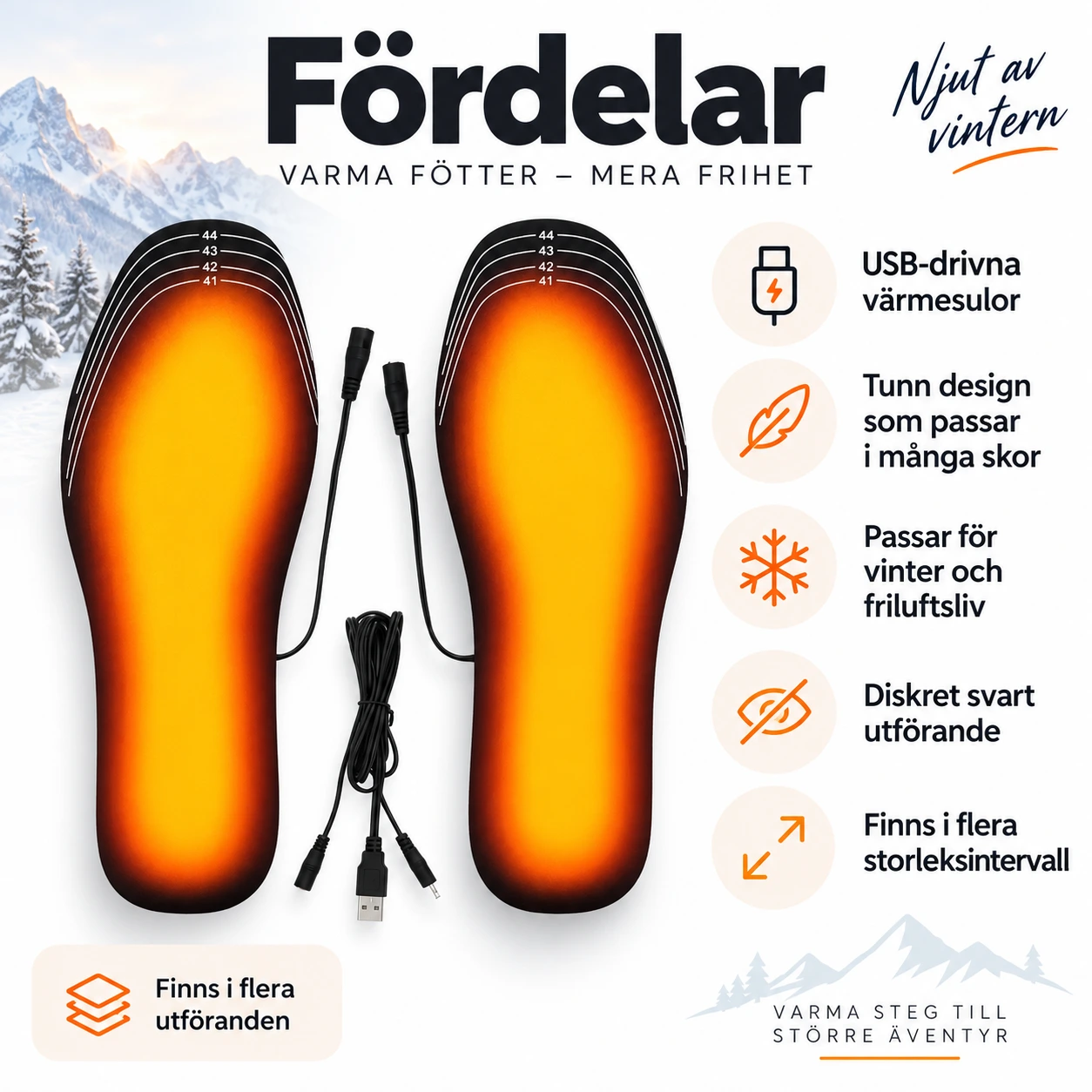 USB-värmesulor för skor i kolfiber