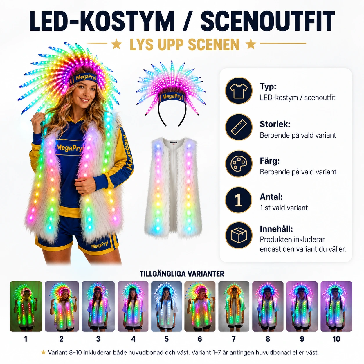 LED-kostym för scen och fest