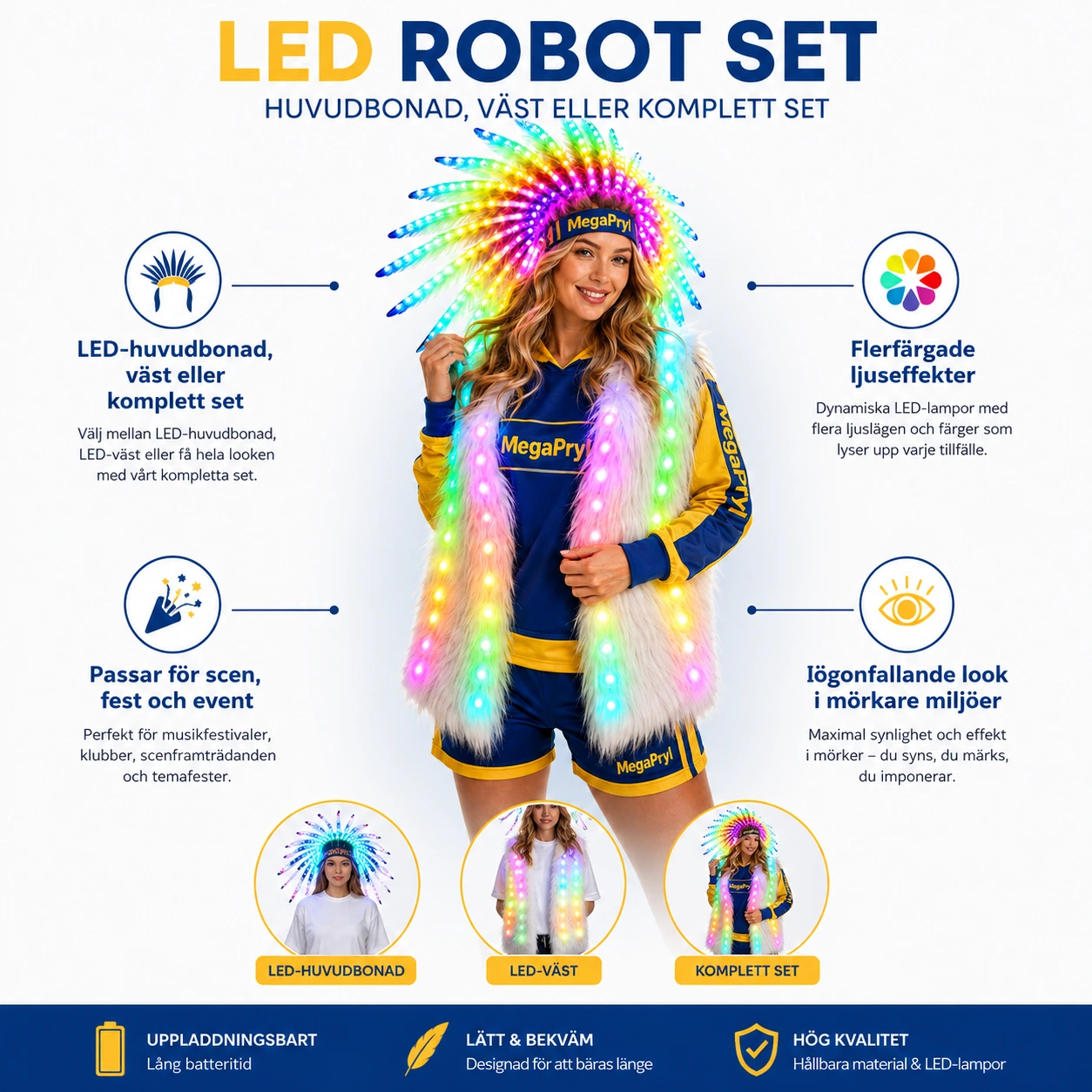 LED-kostym för scen och fest