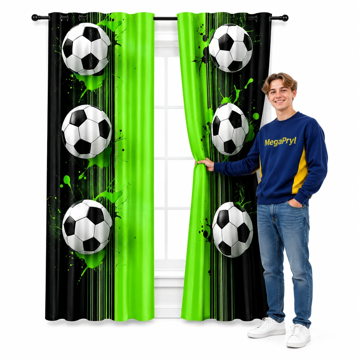 Fotbollsgardiner med ljusfiltrering, 2-pack