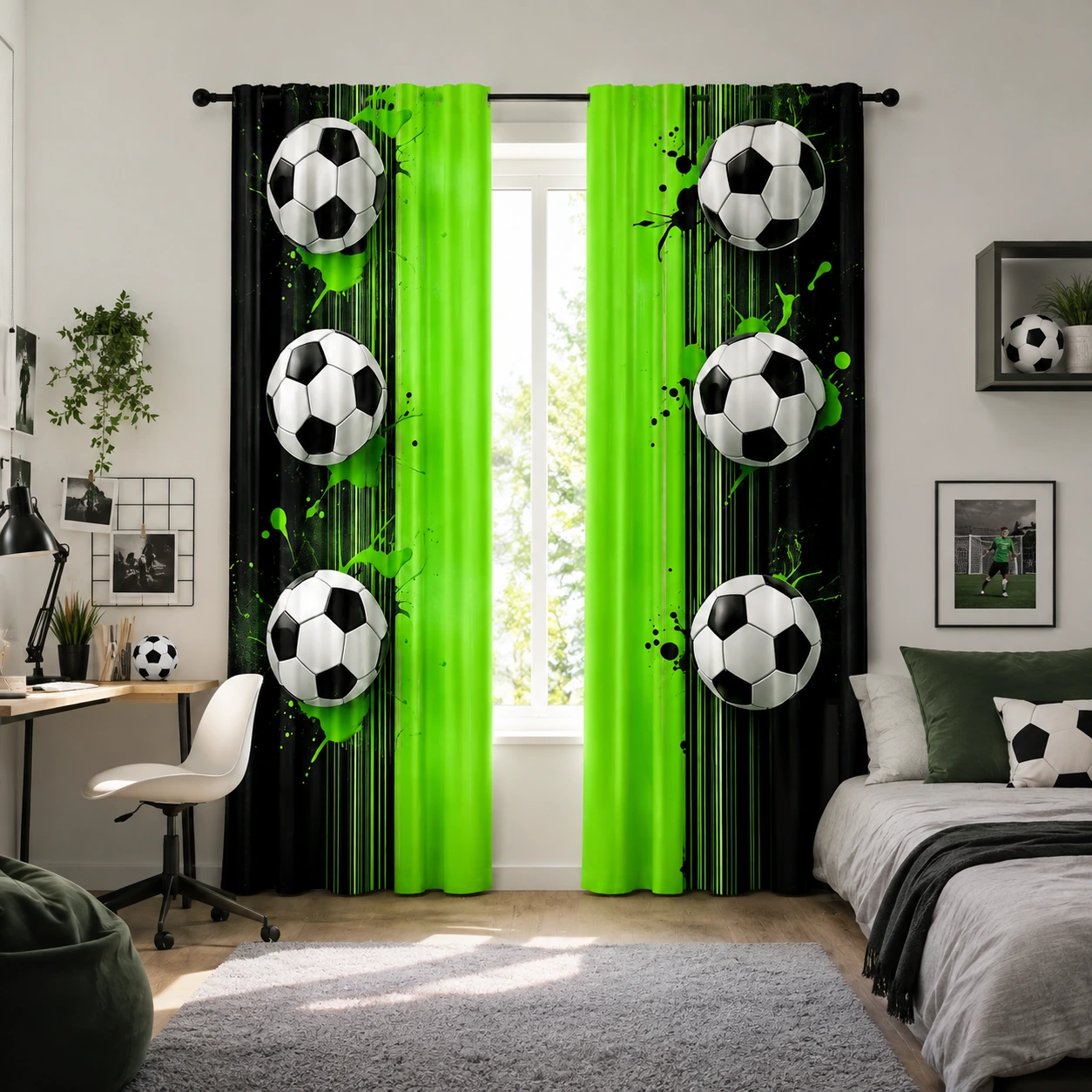 Fotbollsgardiner med ljusfiltrering, 2-pack