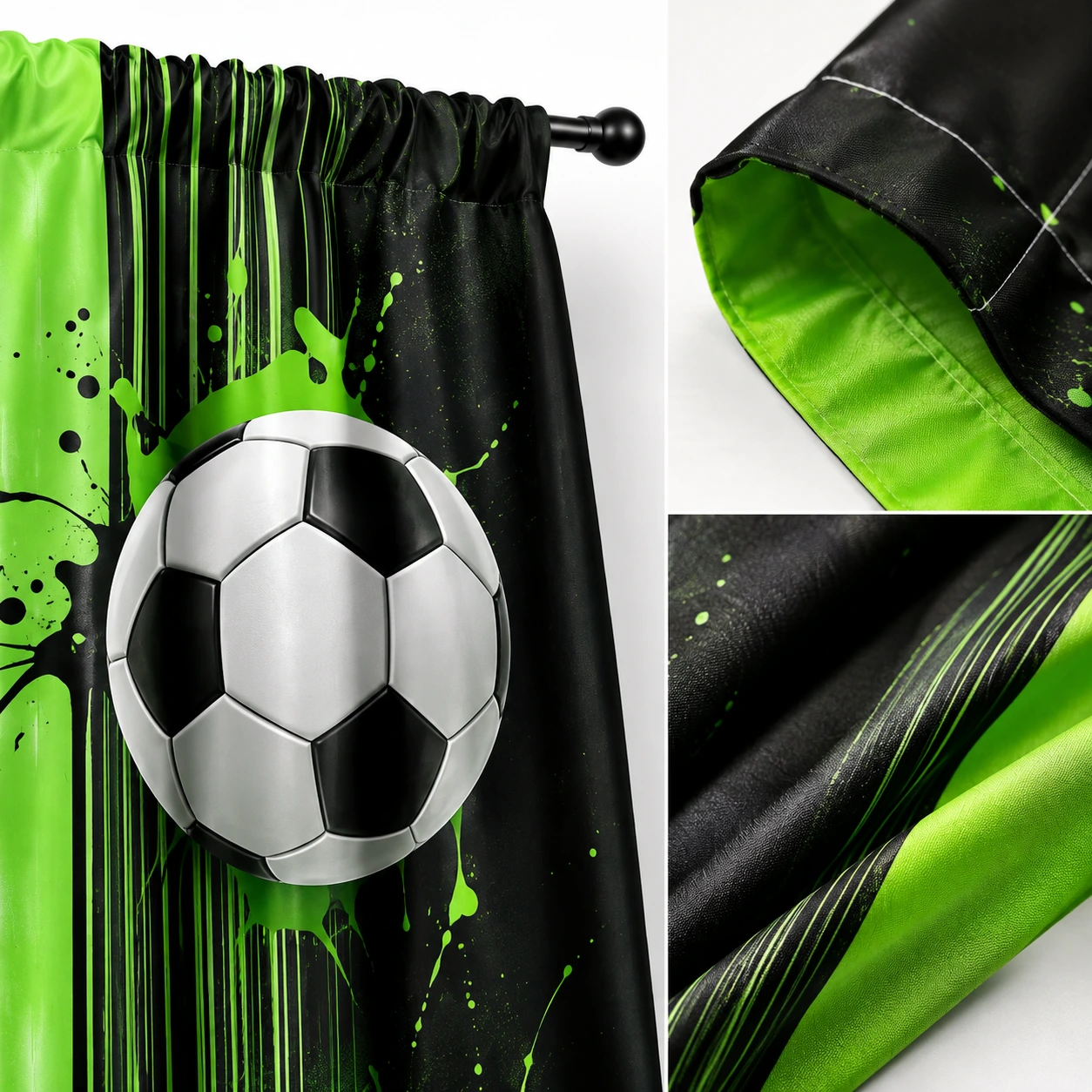 Fotbollsgardiner med ljusfiltrering, 2-pack