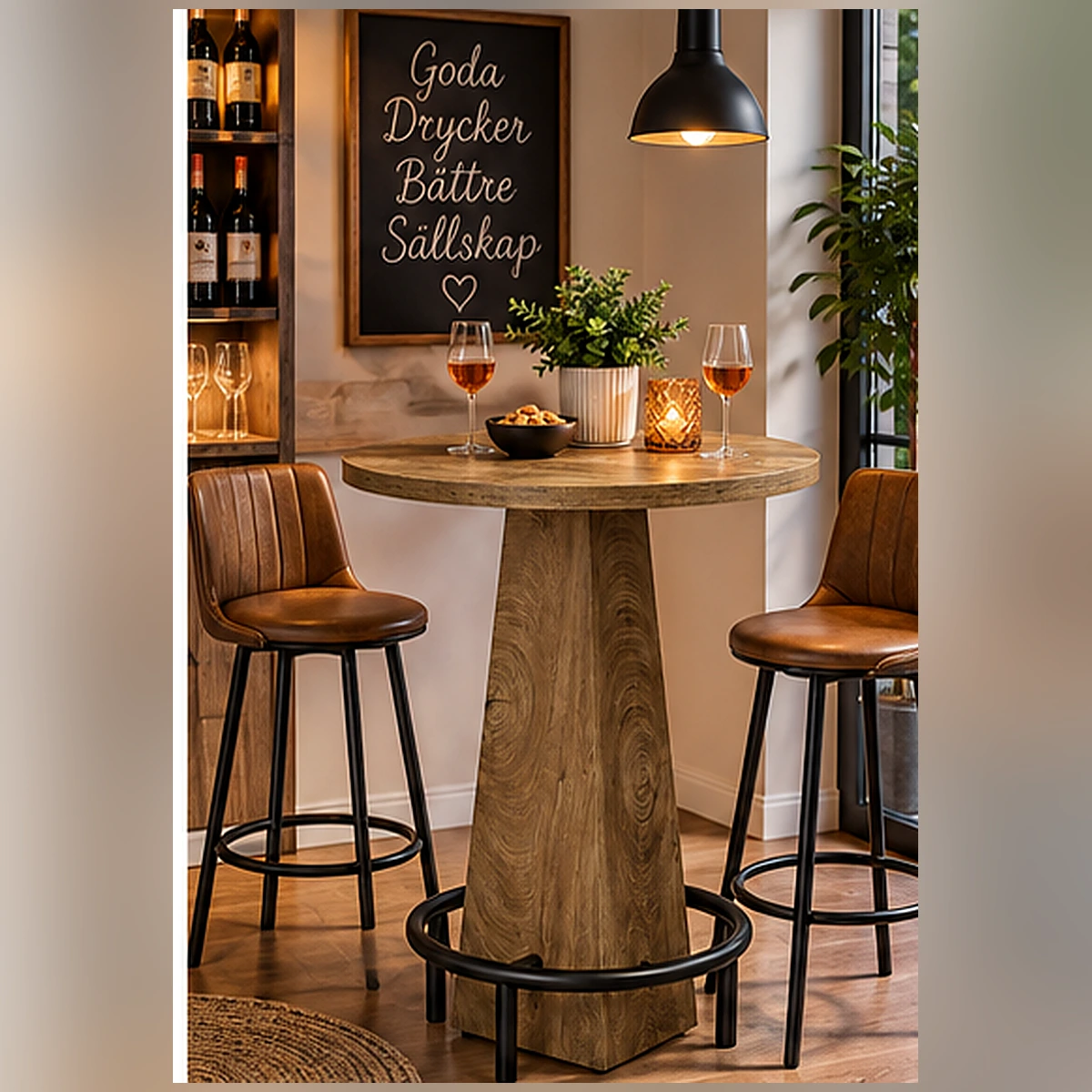Pyöreä baaripöytä keittiöön ja bistroon, 95 cm