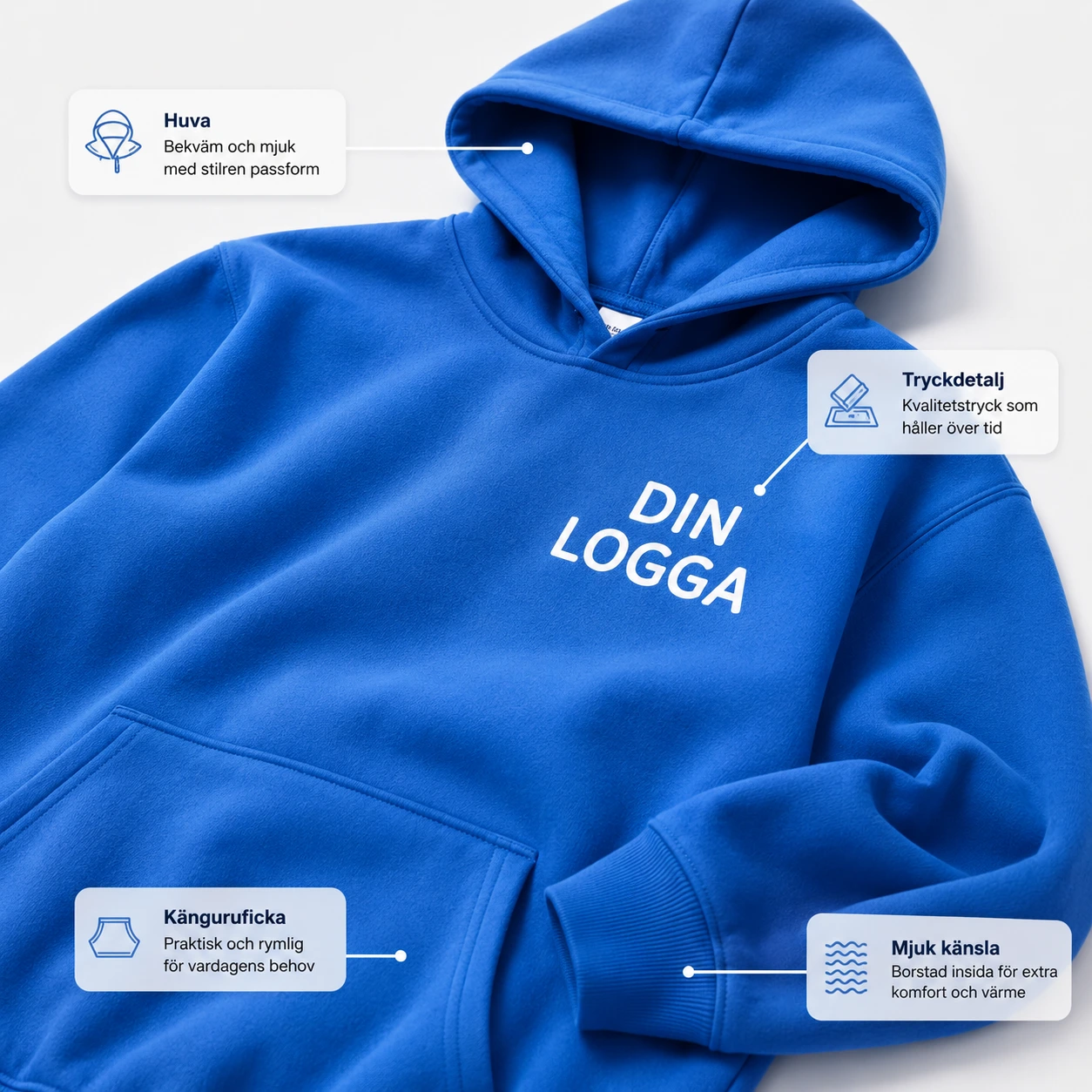 Hoodie med Eget Tryck och Logga – Unisex Model