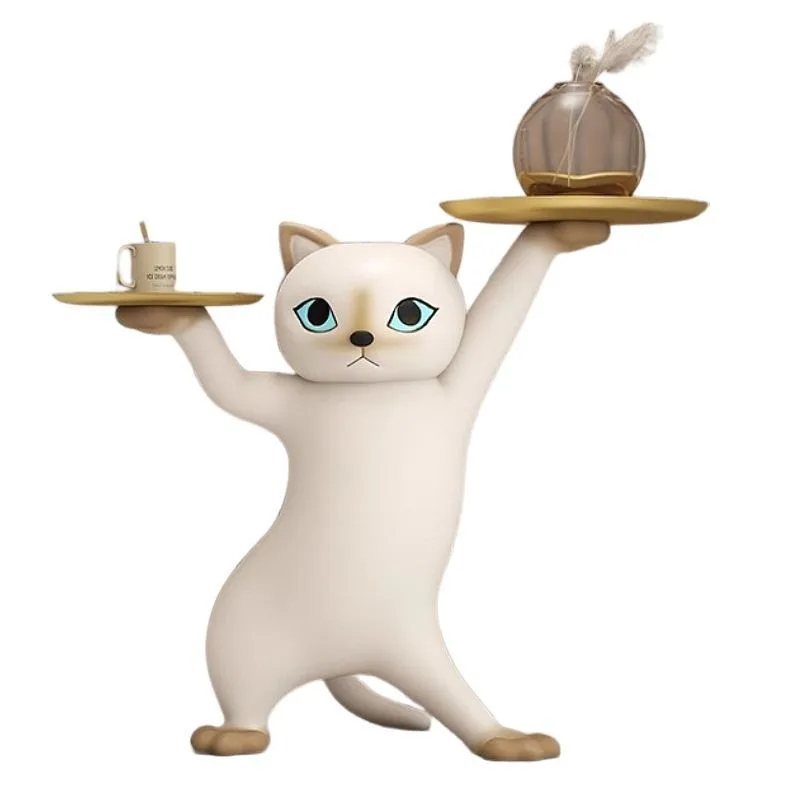 Kattfigurin – Golvornament med serveringsfat