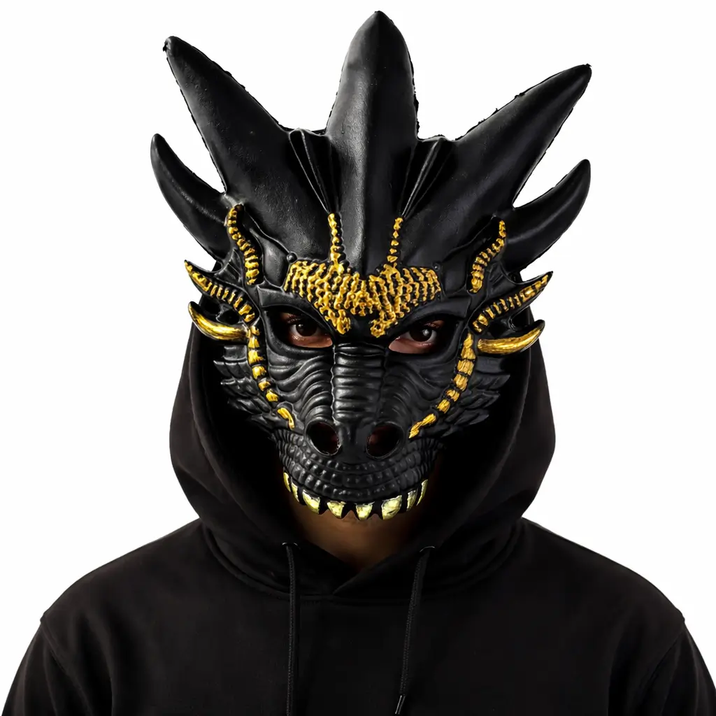 Drakmask – Svart Guld Vuxen