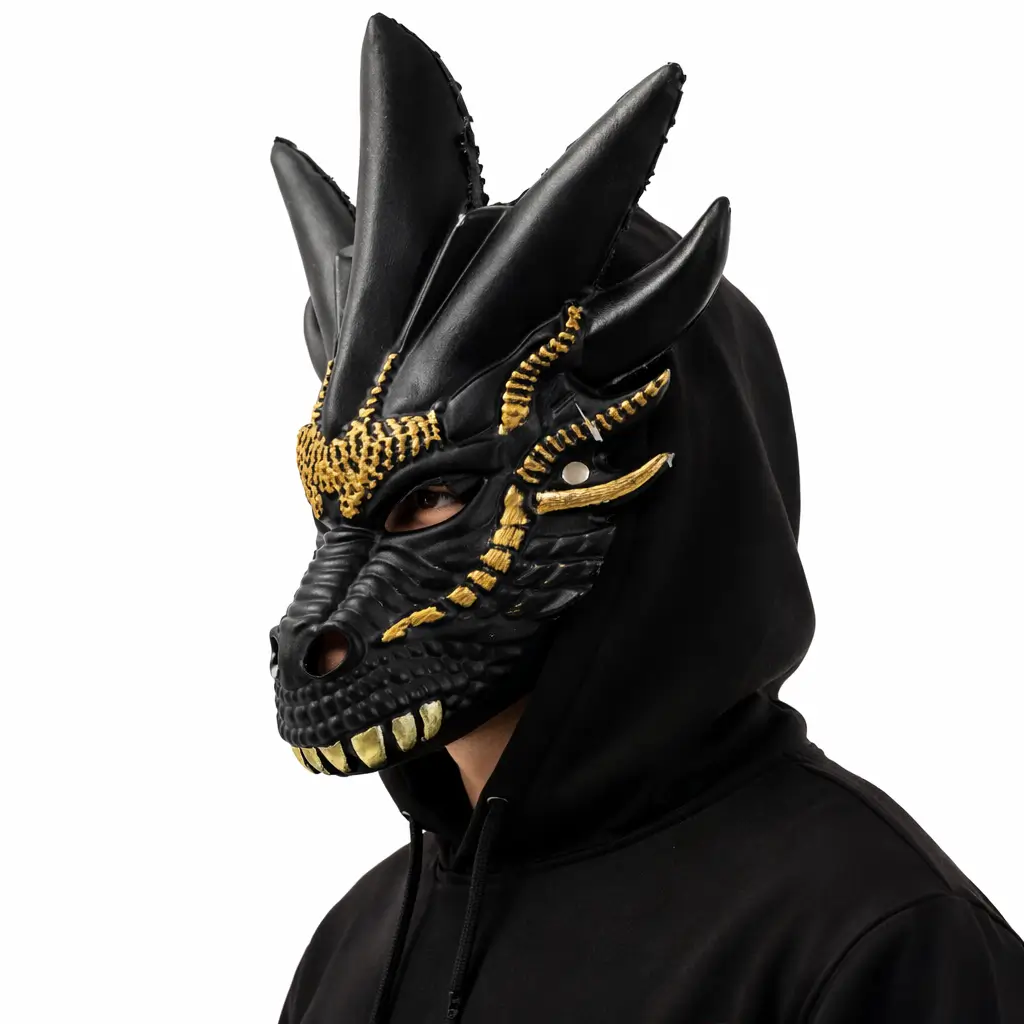Drakmask – Svart Guld Vuxen