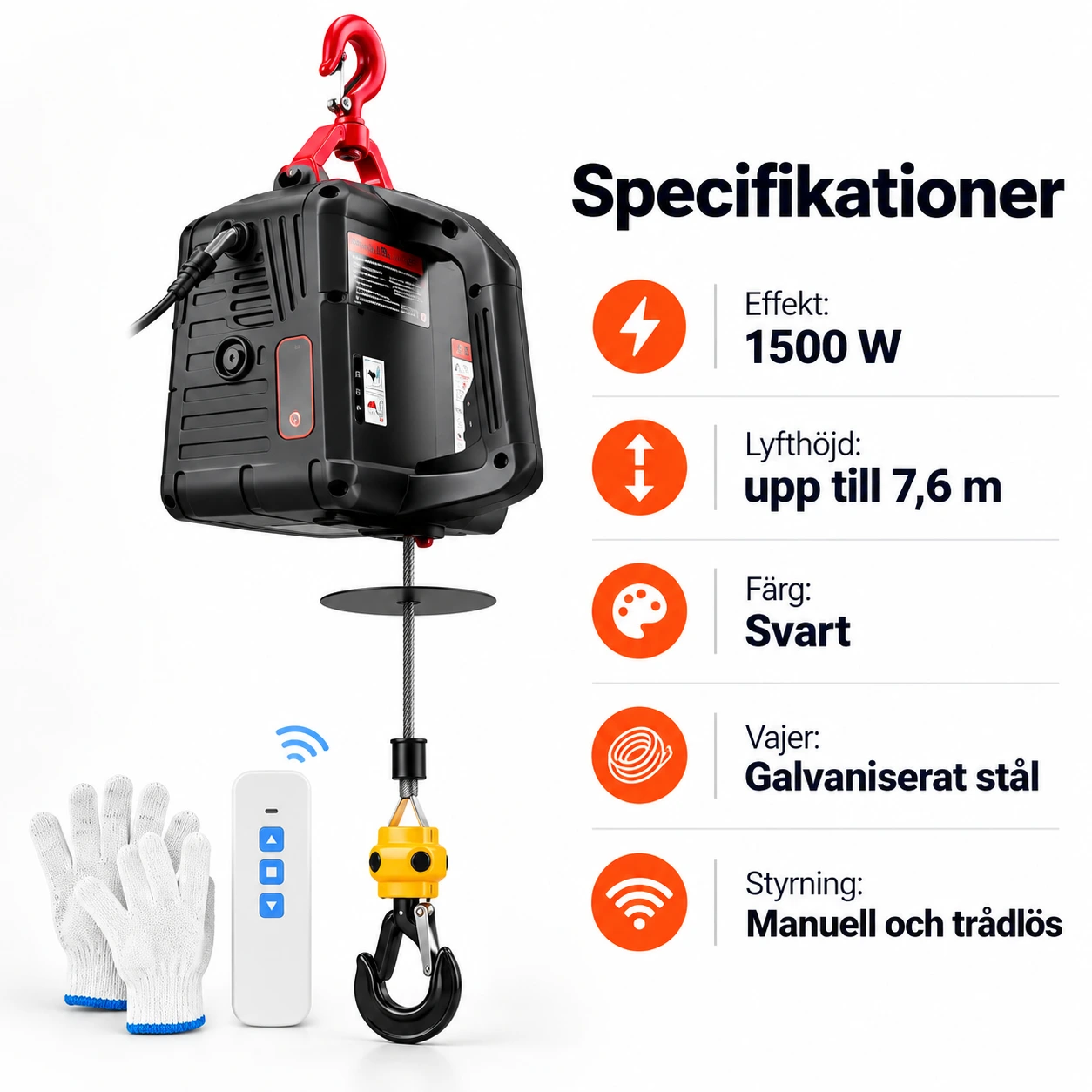 Elektrisk lyftvinsch för garage och verkstad med fjärrkontroll