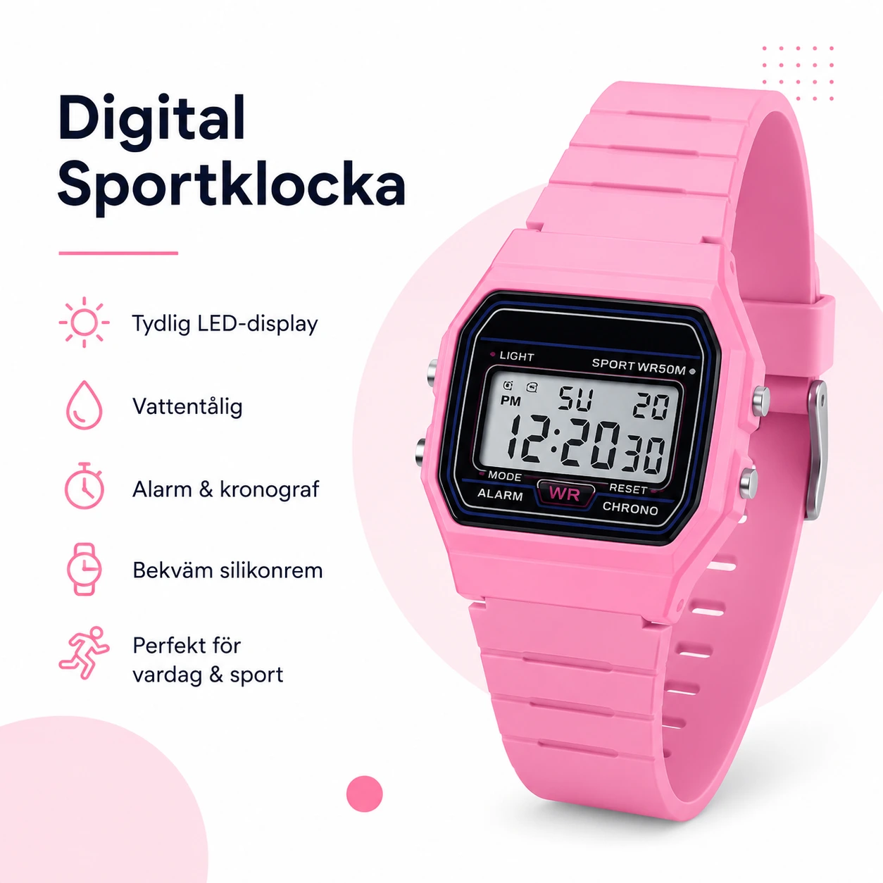 Digital Sportklocka Vattentät med LED-display - för Barn