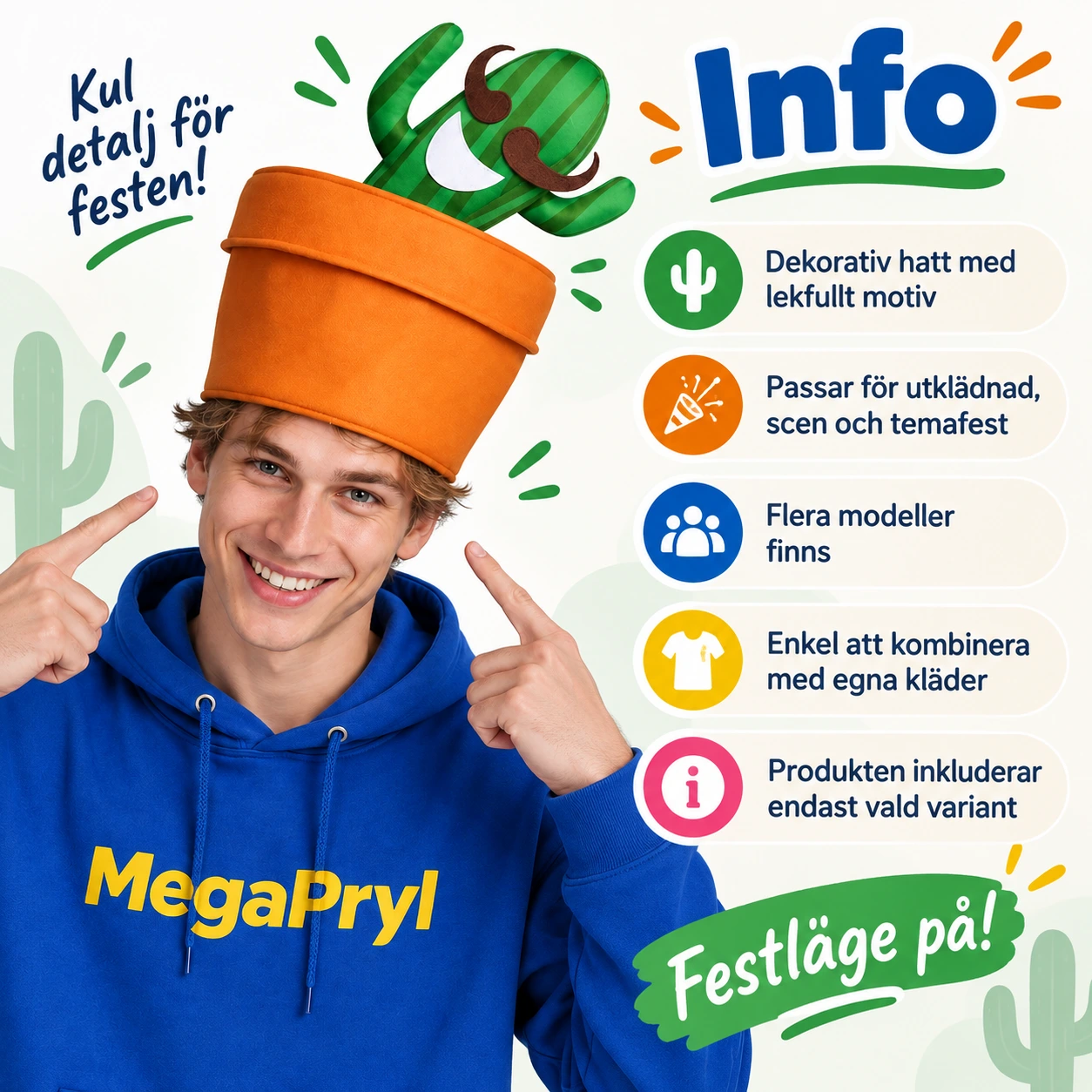 Rolig Kaktus i Blomkruka Hatt för Vuxna