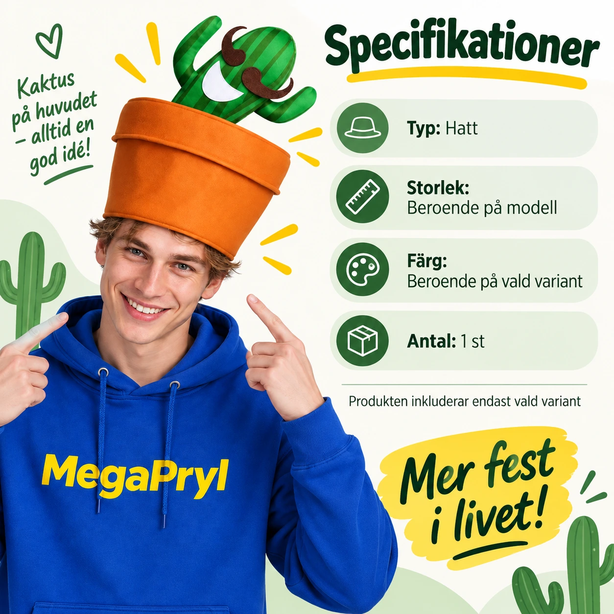 Rolig Kaktus i Blomkruka Hatt för Vuxna