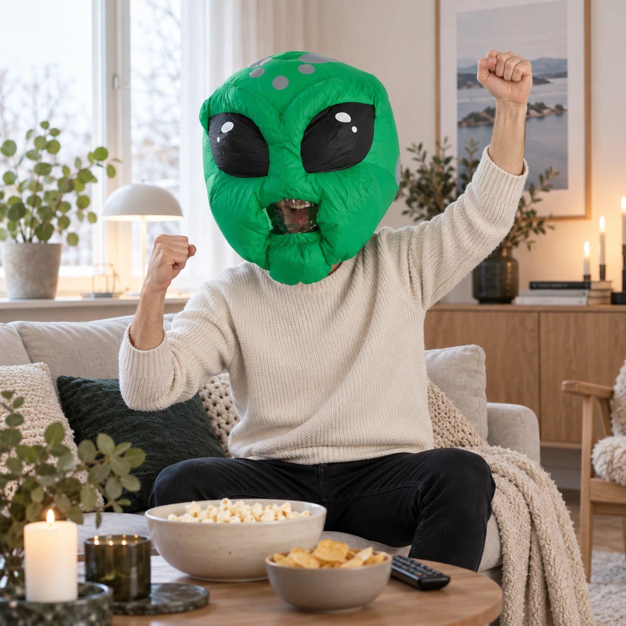 Uppblåsbar Grön Mask Alien heltäckande
