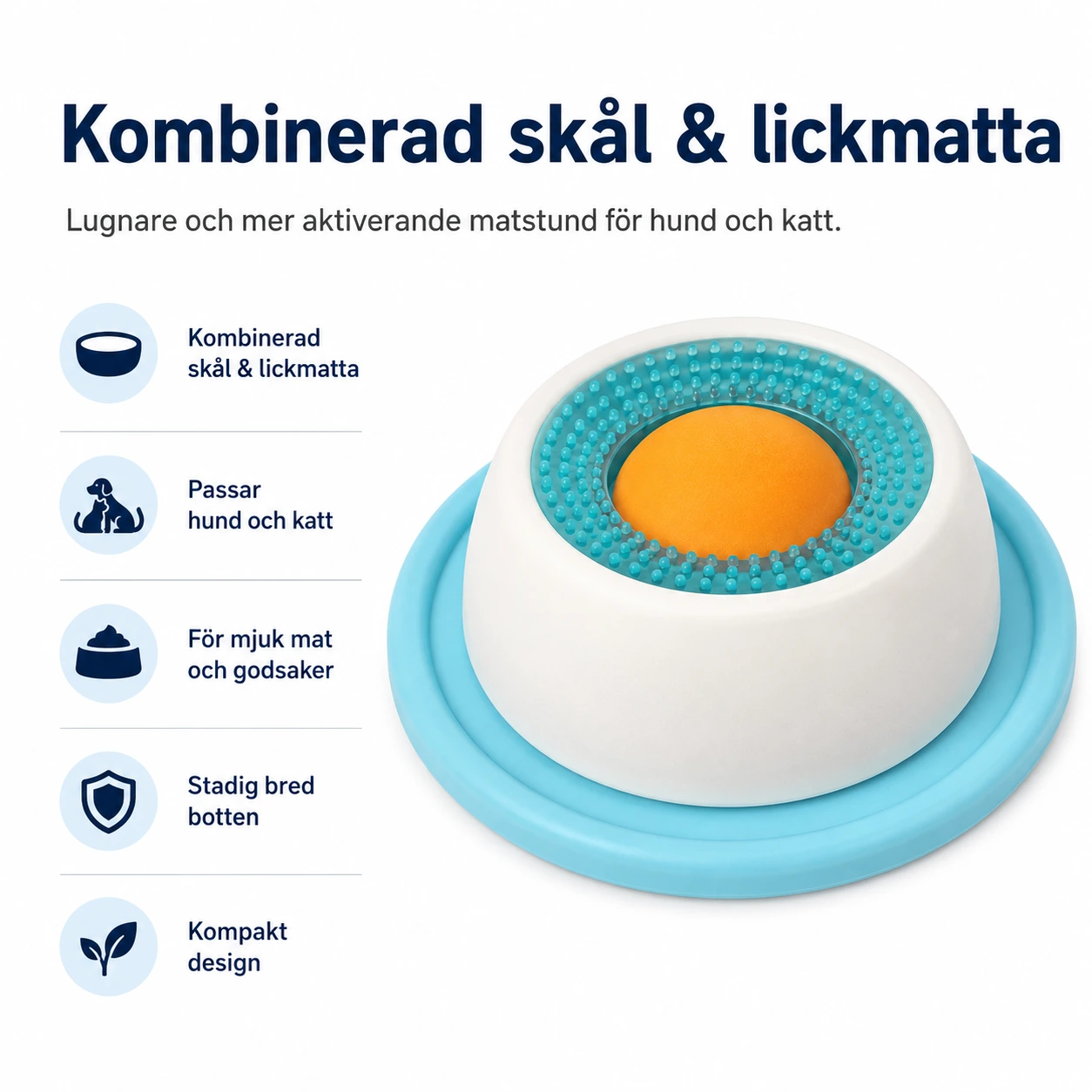 Lickmatta med skål för hund och katt