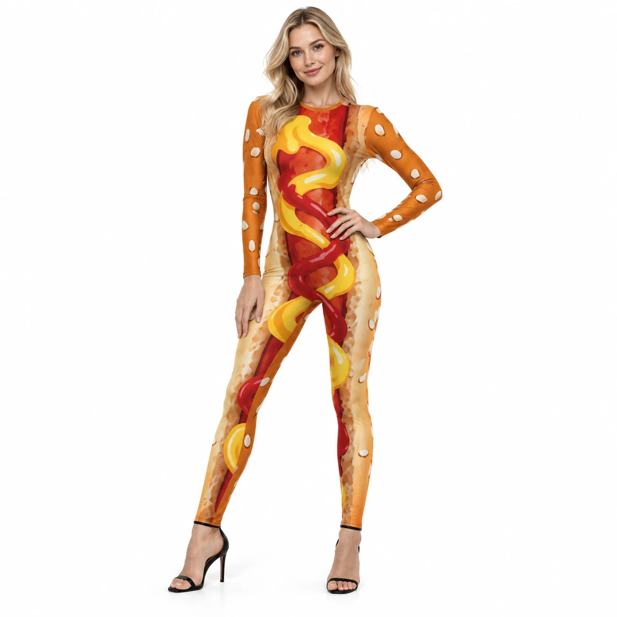 Rolig Hotdog Bodysuit Kostym för Damer 