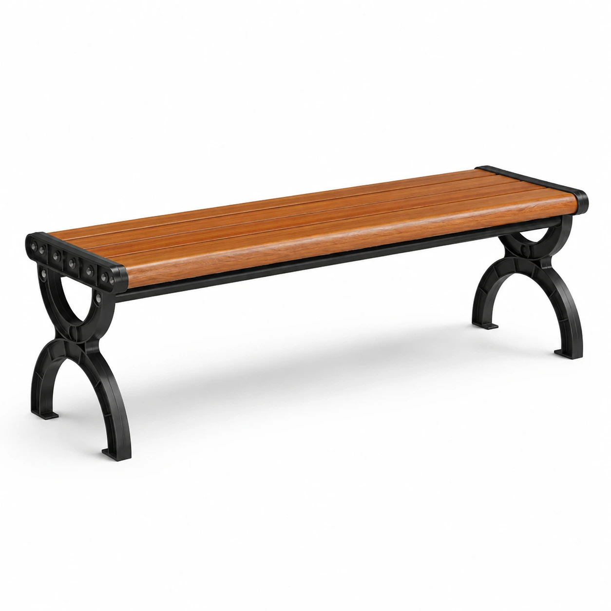 Trädgårdsbänk 2-Sits i Trälook med Metallram – 124 cm