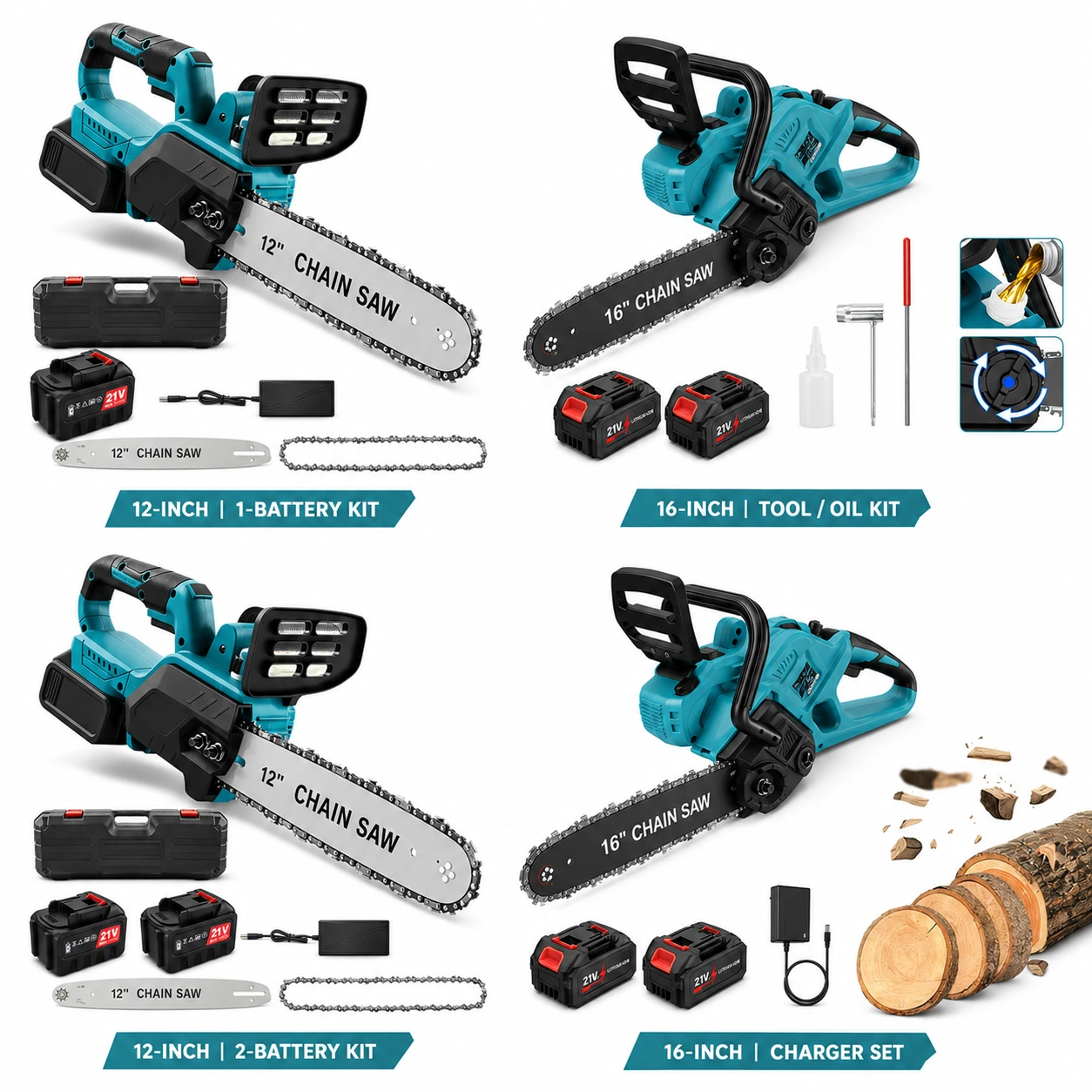 Batteridriven motorsåg 12/16 tum – borstlös