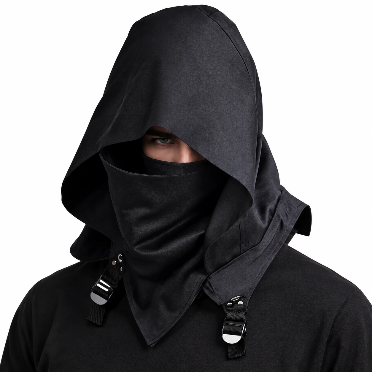 Ansiktsmask unisex med huva i polyester