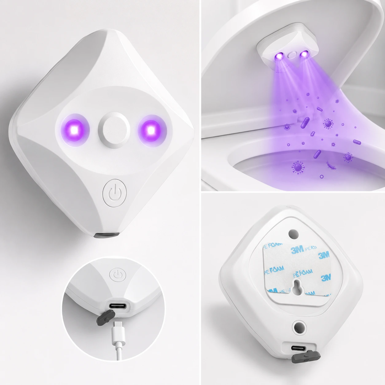 UV-C Toalettrengörare med Sensor och Väggfäste
