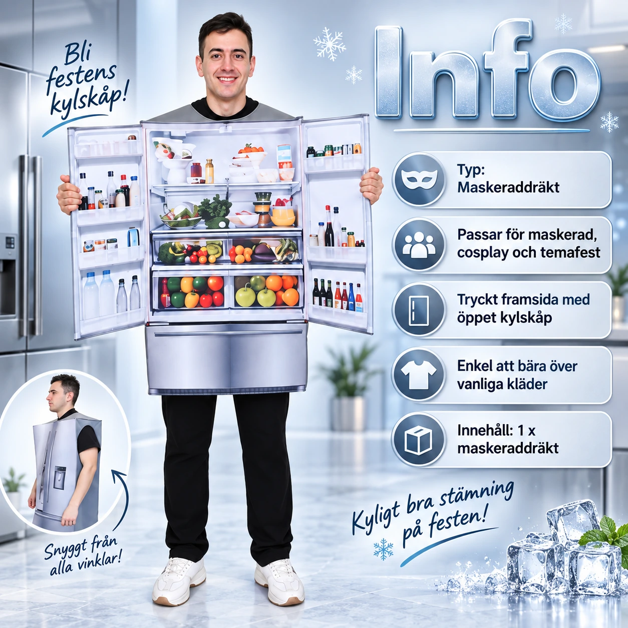 Jääkaappinaamiaisasu painetulla etuosalla