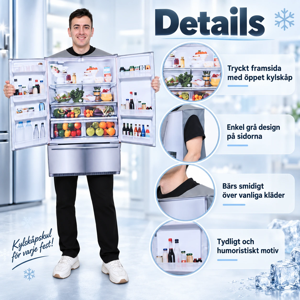 Jääkaappinaamiaisasu painetulla etuosalla