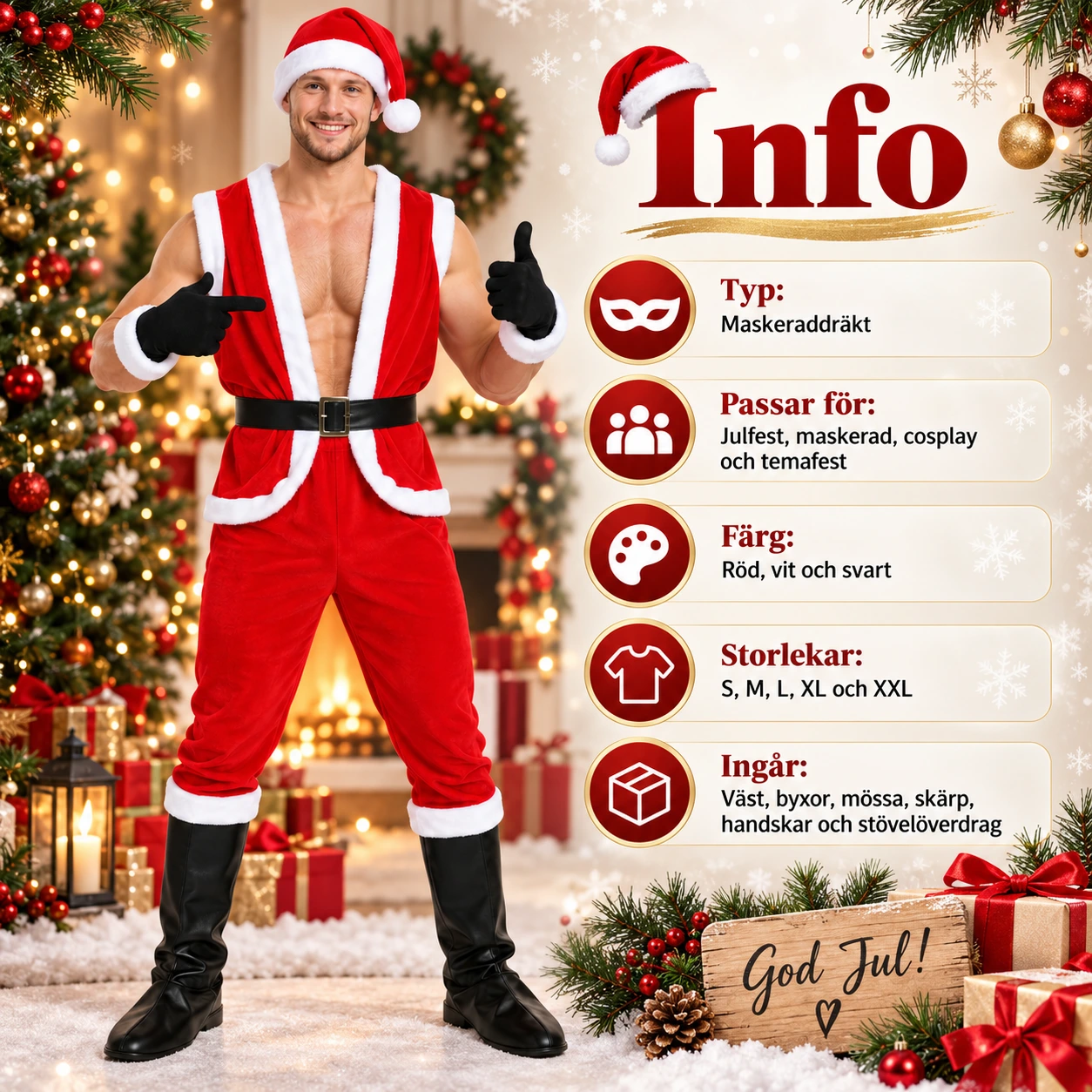 Tomtedräkt för herr till julfest och maskerad