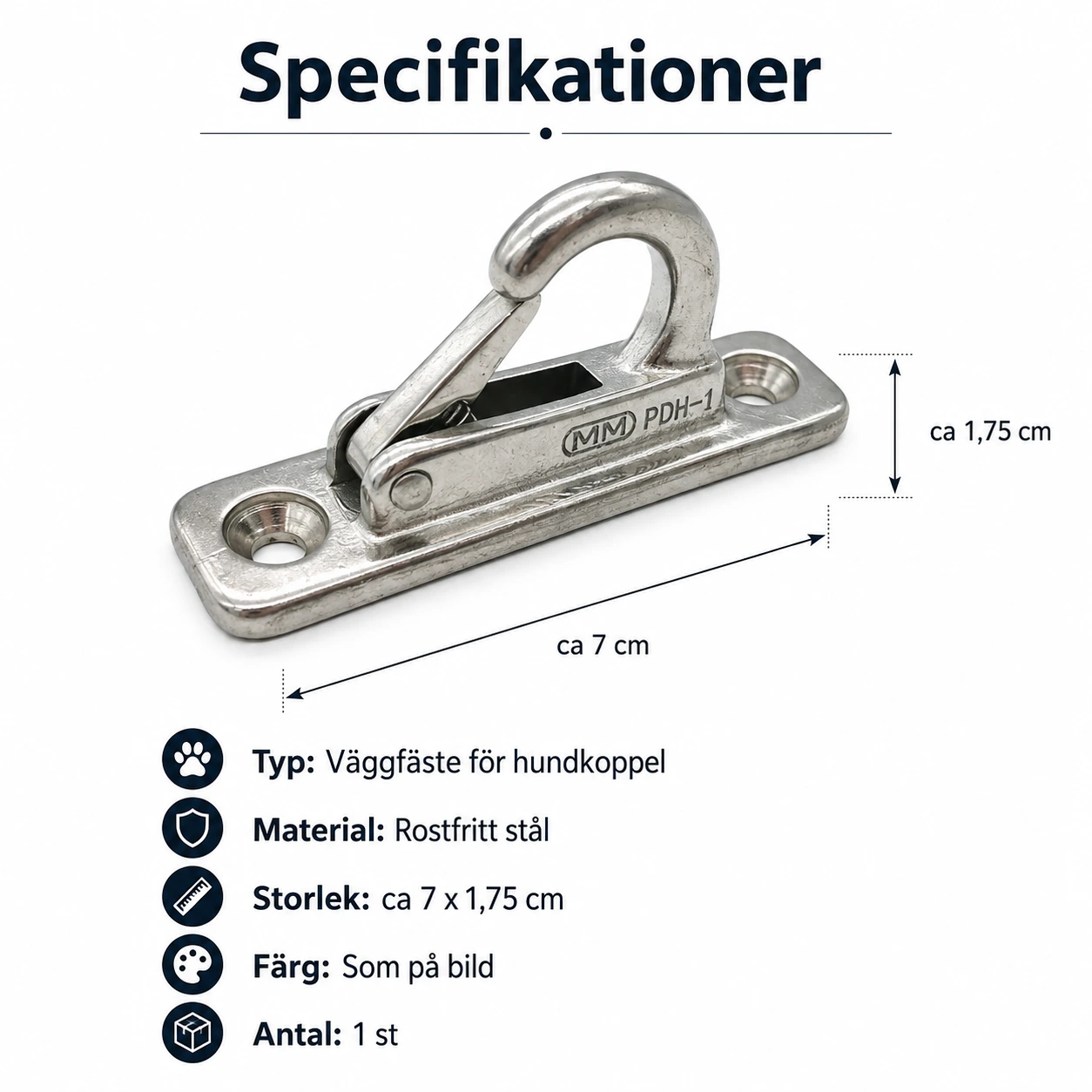 Väggfäste för hundkoppel i rostfritt stål