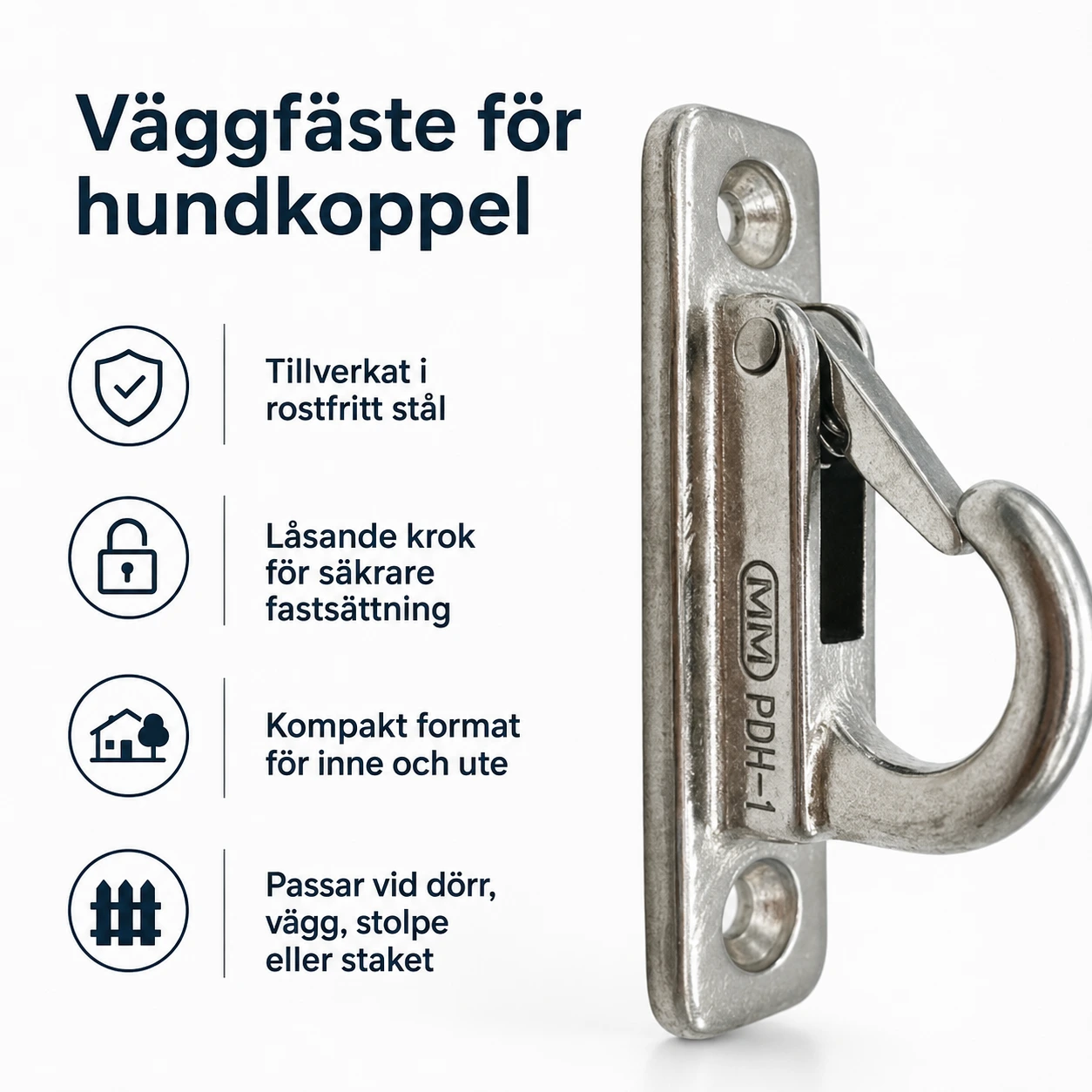 Väggfäste för hundkoppel i rostfritt stål