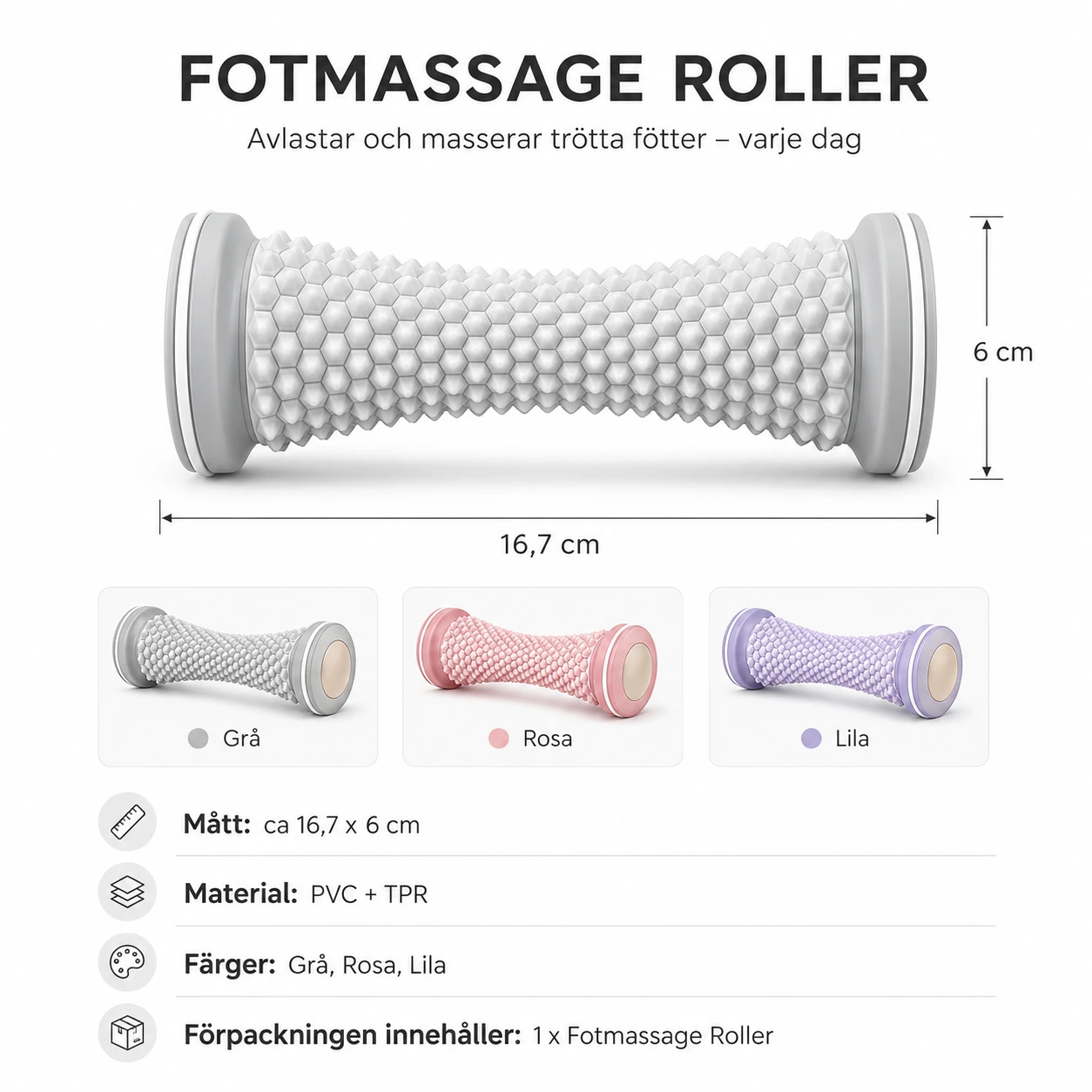 Fotmassage Roller med Akupressur för Fötter och Fotvalv