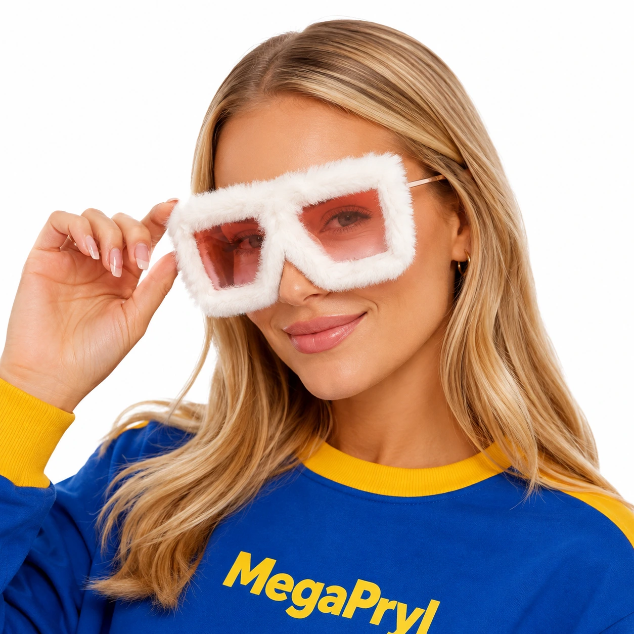 Fluffiga oversized solglasögon i fyrkantig modell
