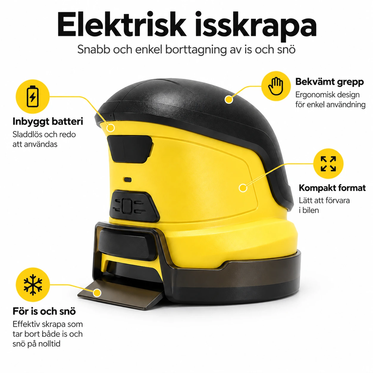 Sähköinen jääraappa autoon sisäisellä akulla