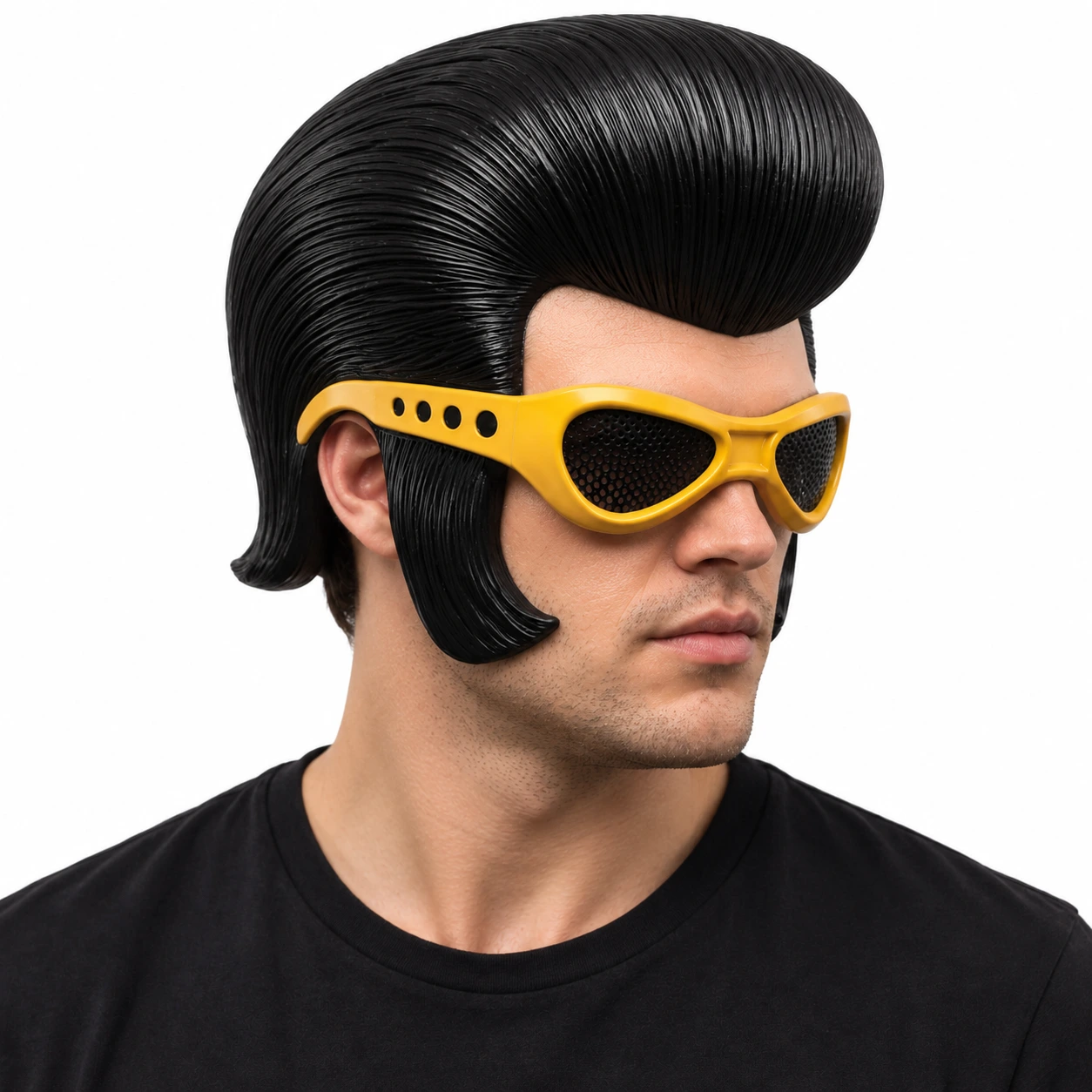 Halvmask rockabilly i latex med glasögon