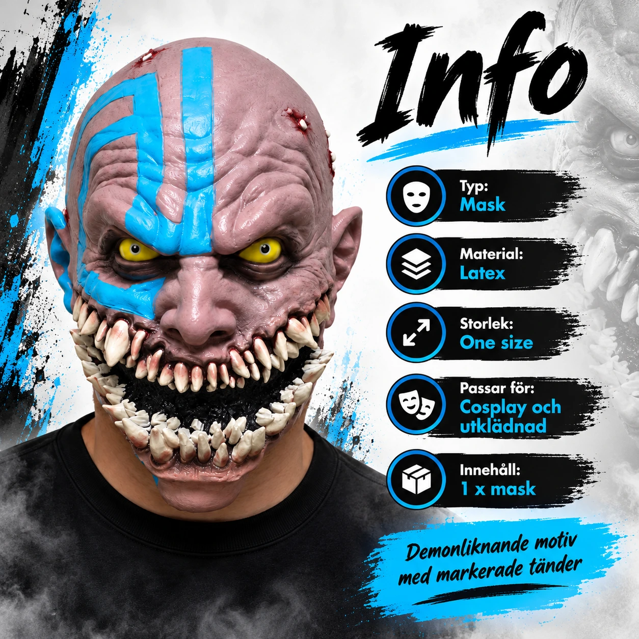 Mask vuxen demon i latex