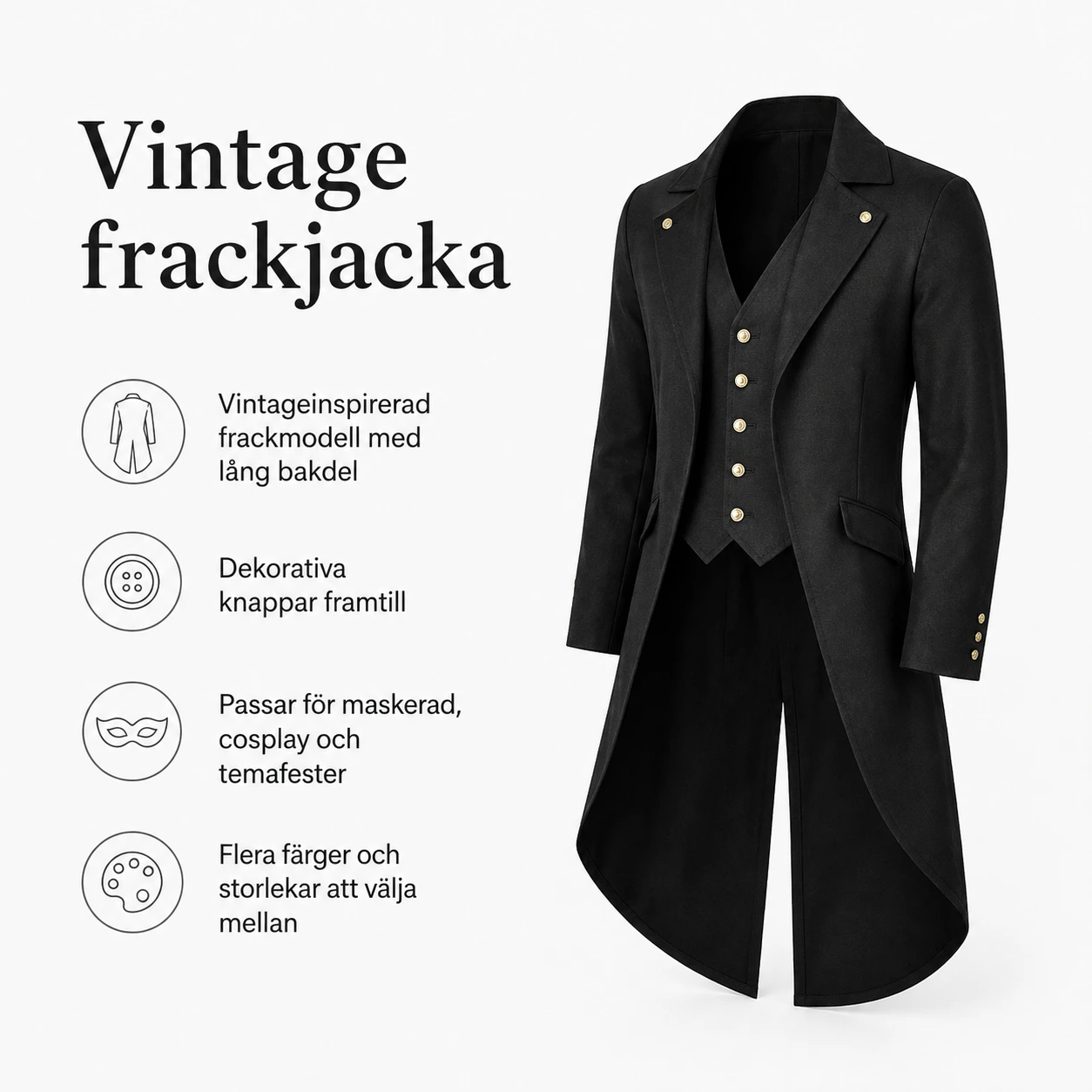 Vintage frackjacka för maskerad och cosplay