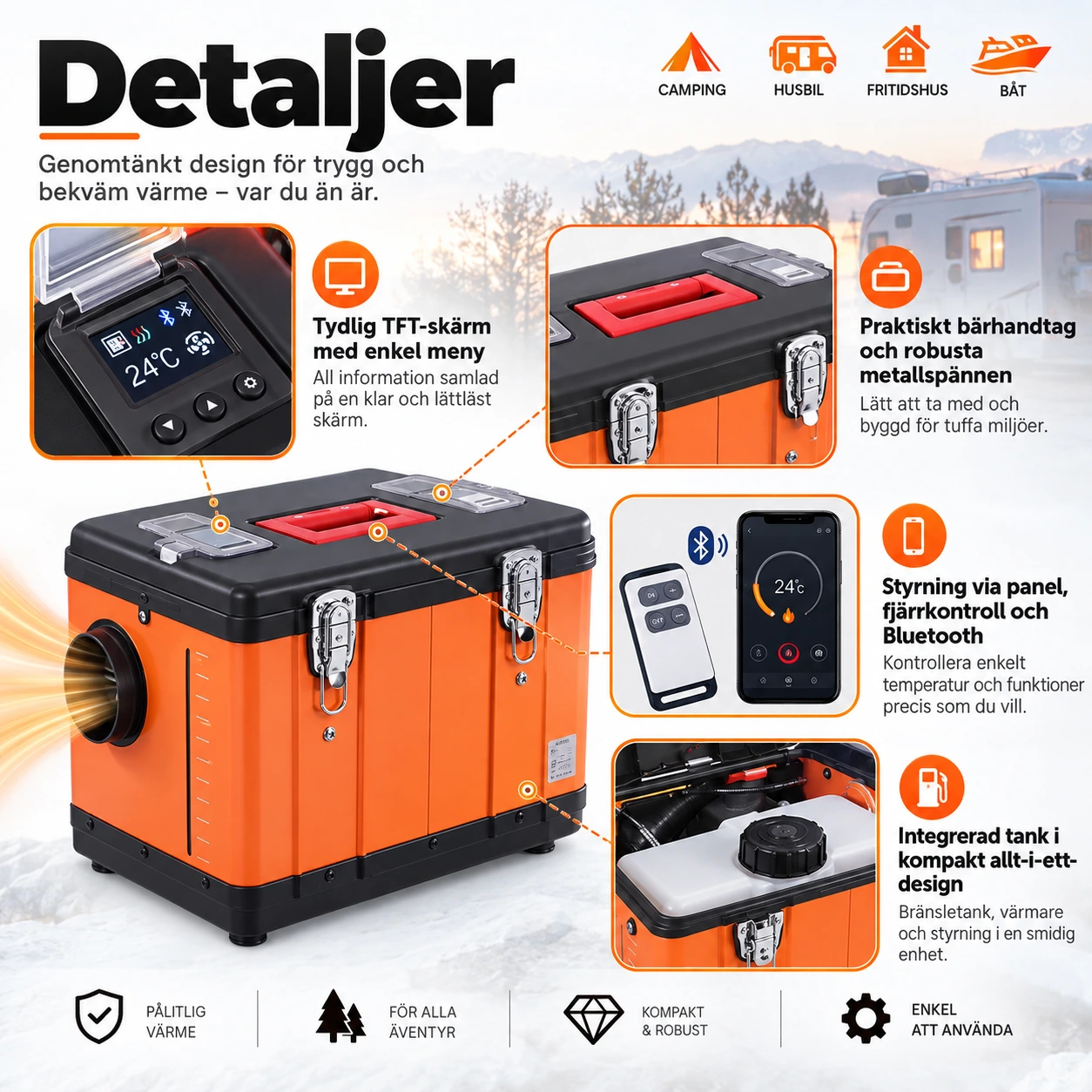 Diesellämmitin 12V/24V autoon Bluetooth-ohjauksella