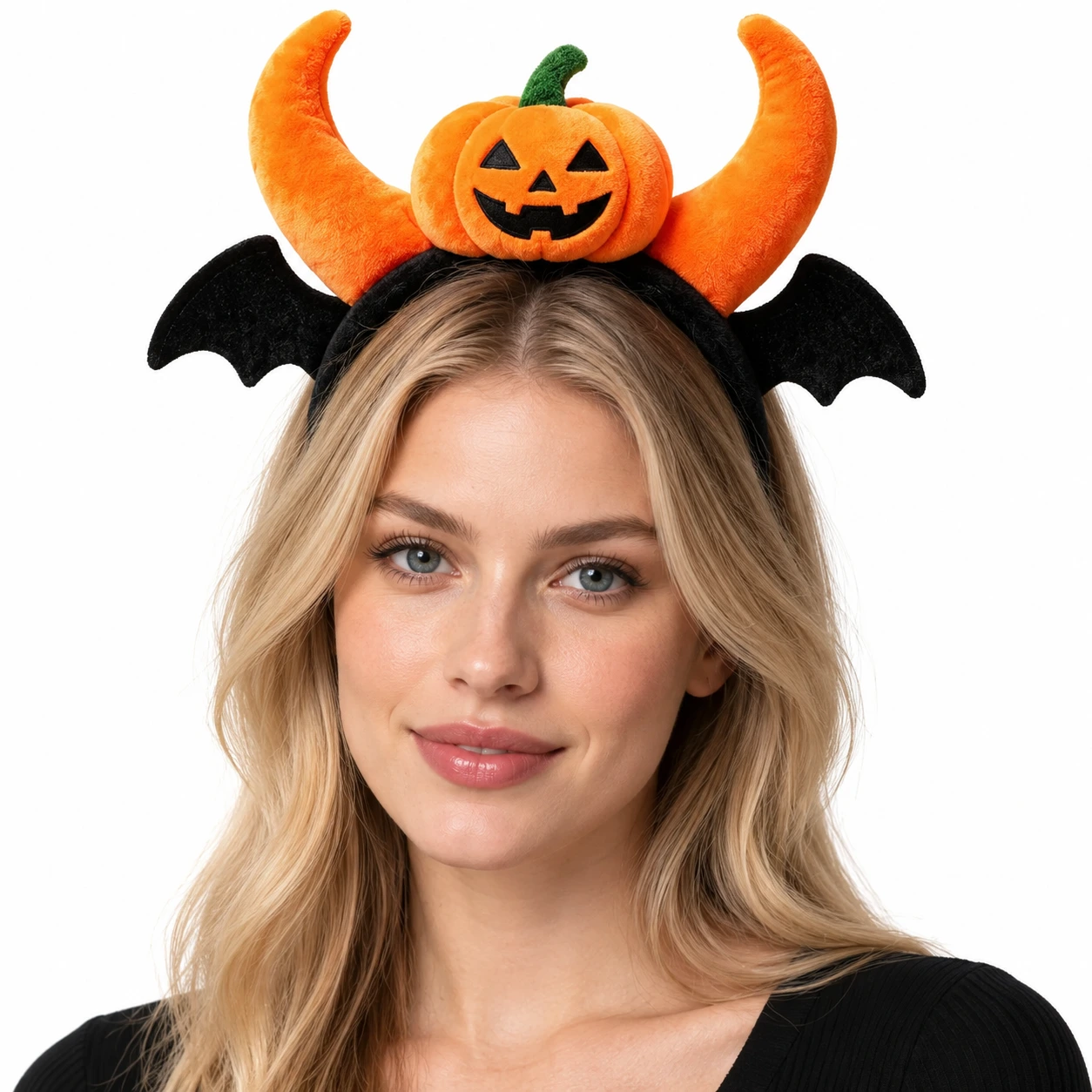 Hårband djävul med pumpa och fladdermusvingar, orange