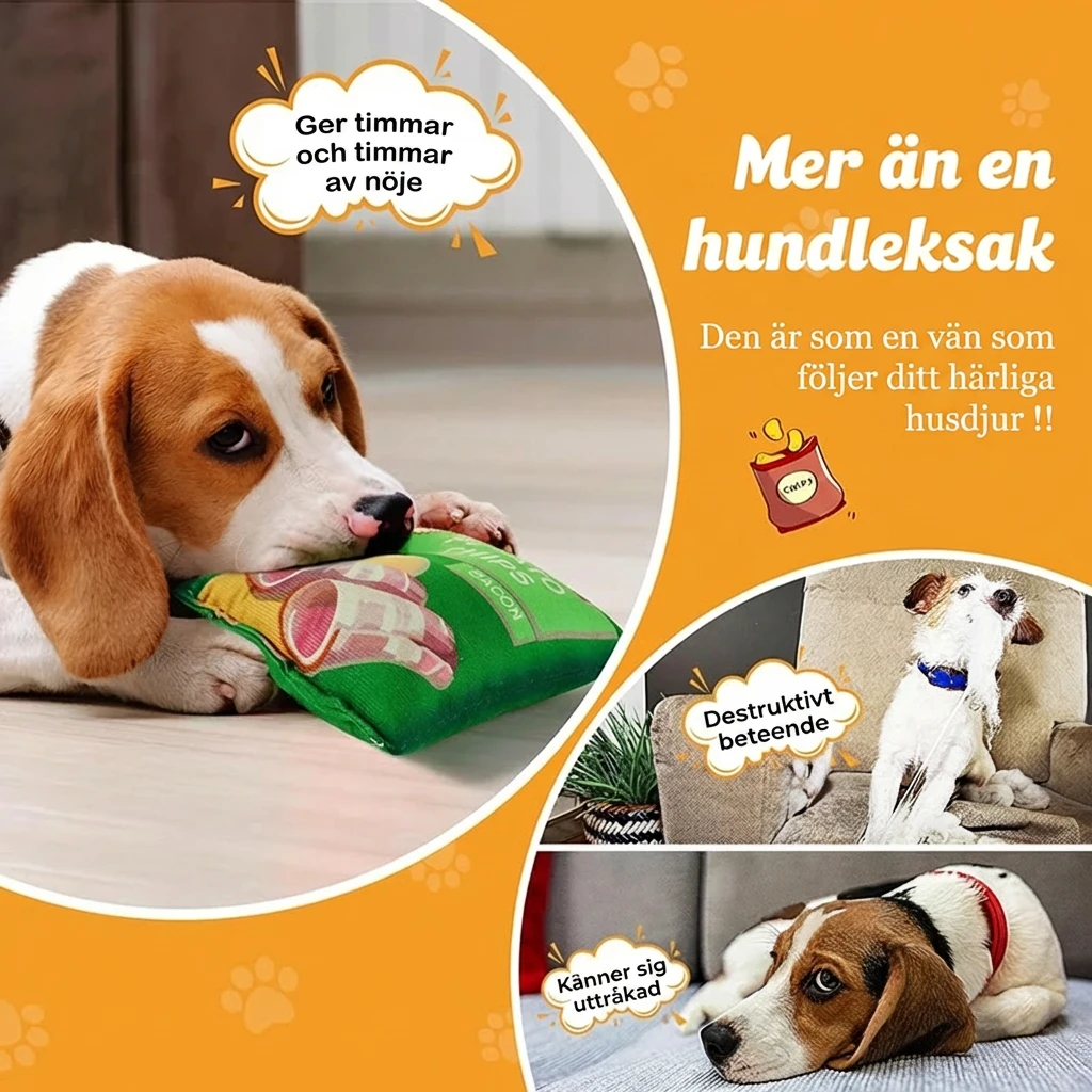 Hundleksak – Potatischips med pipfunktion
