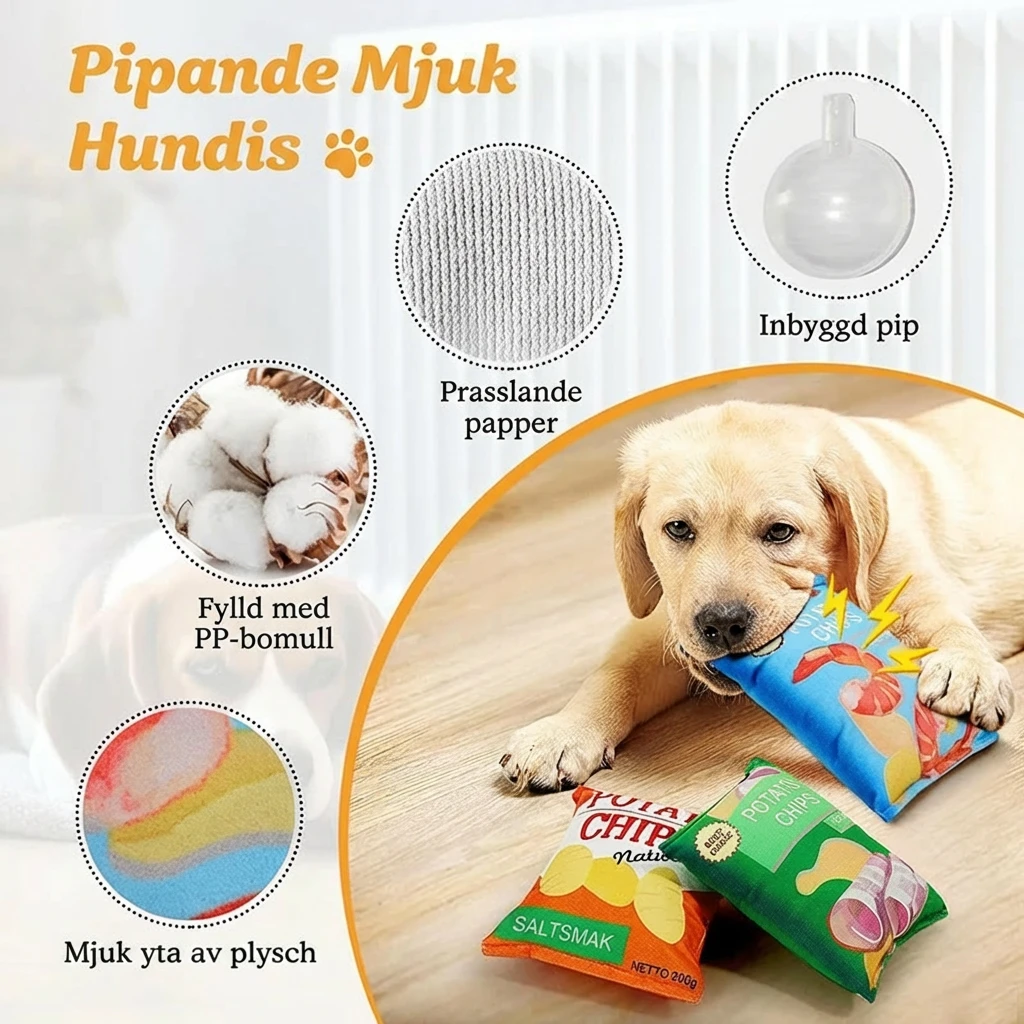 Hundleksak – Potatischips med pipfunktion